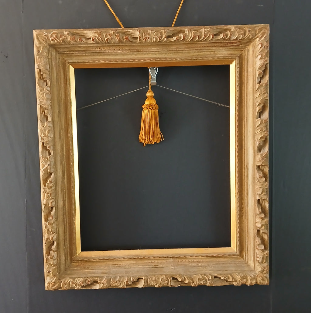 Vintage Carved Wood Frame with Gold Inner Filet 15 1/4" x 18 1/4"