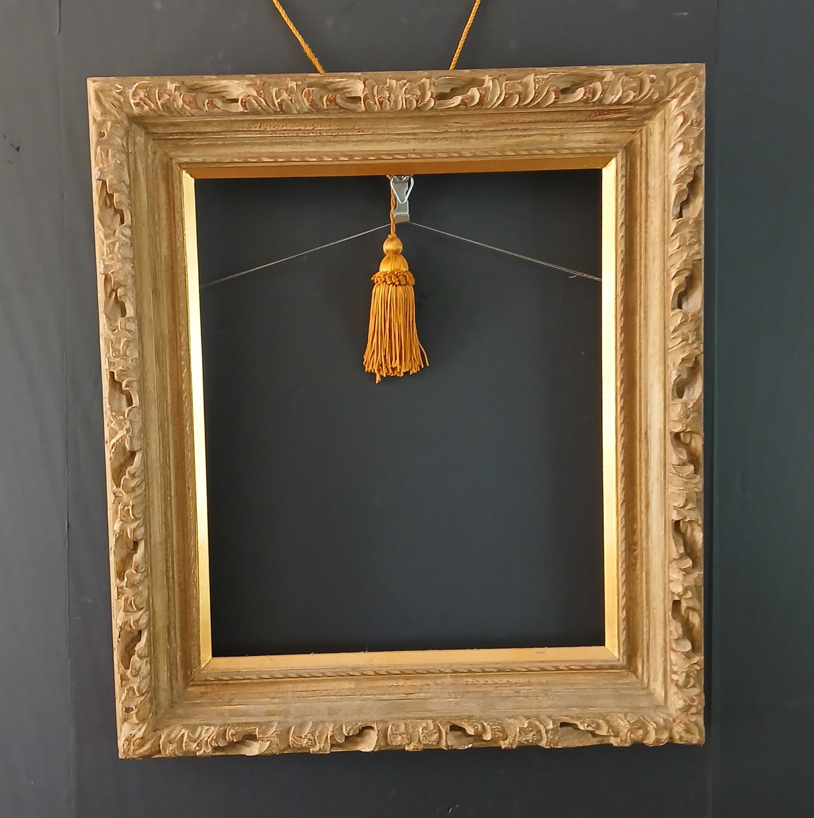 Vintage Carved Wood Frame with Gold Inner Filet 15 1/4" x 18 1/4"