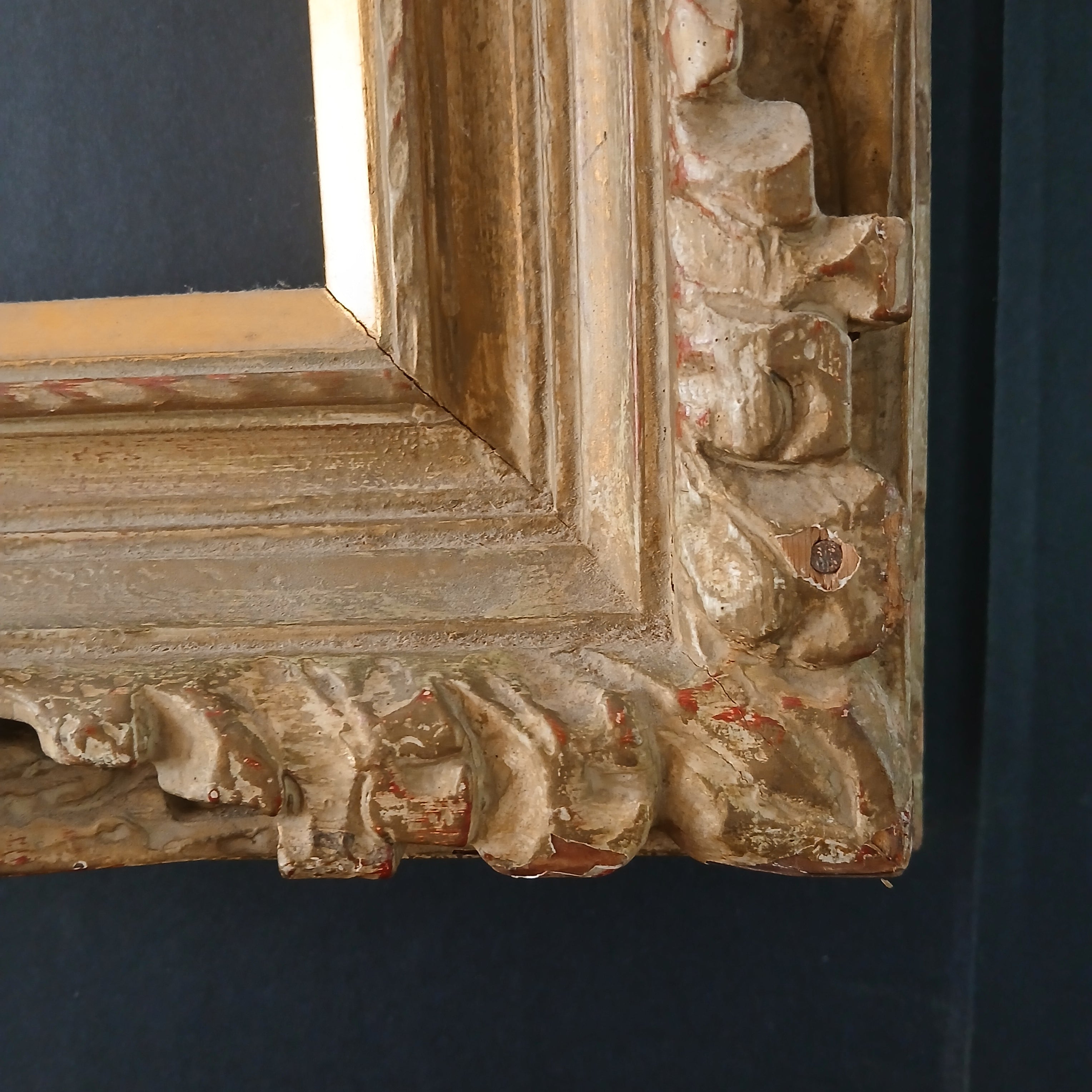 Vintage Carved Wood Frame with Gold Inner Filet 15 1/4" x 18 1/4"