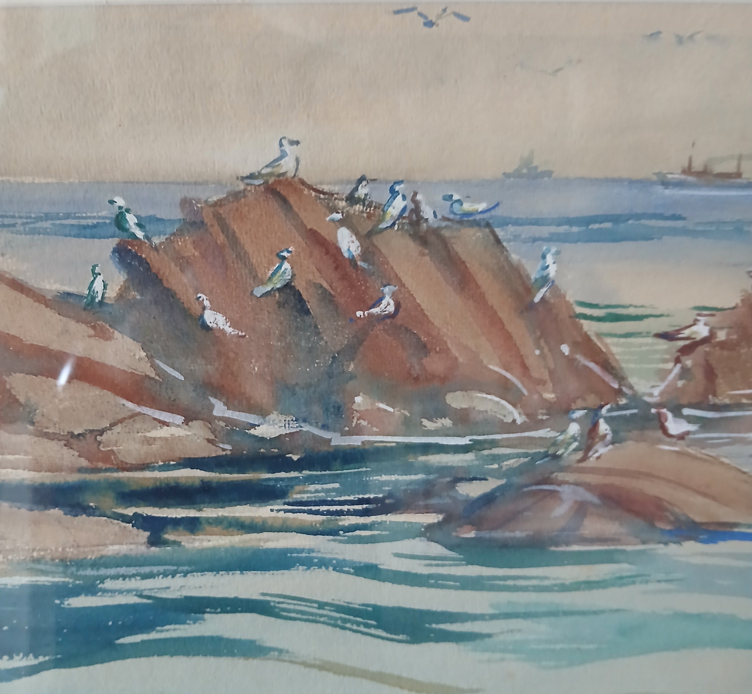 Vintage William Bradford Green Watercolor - Shorebirds - Listed Artist
