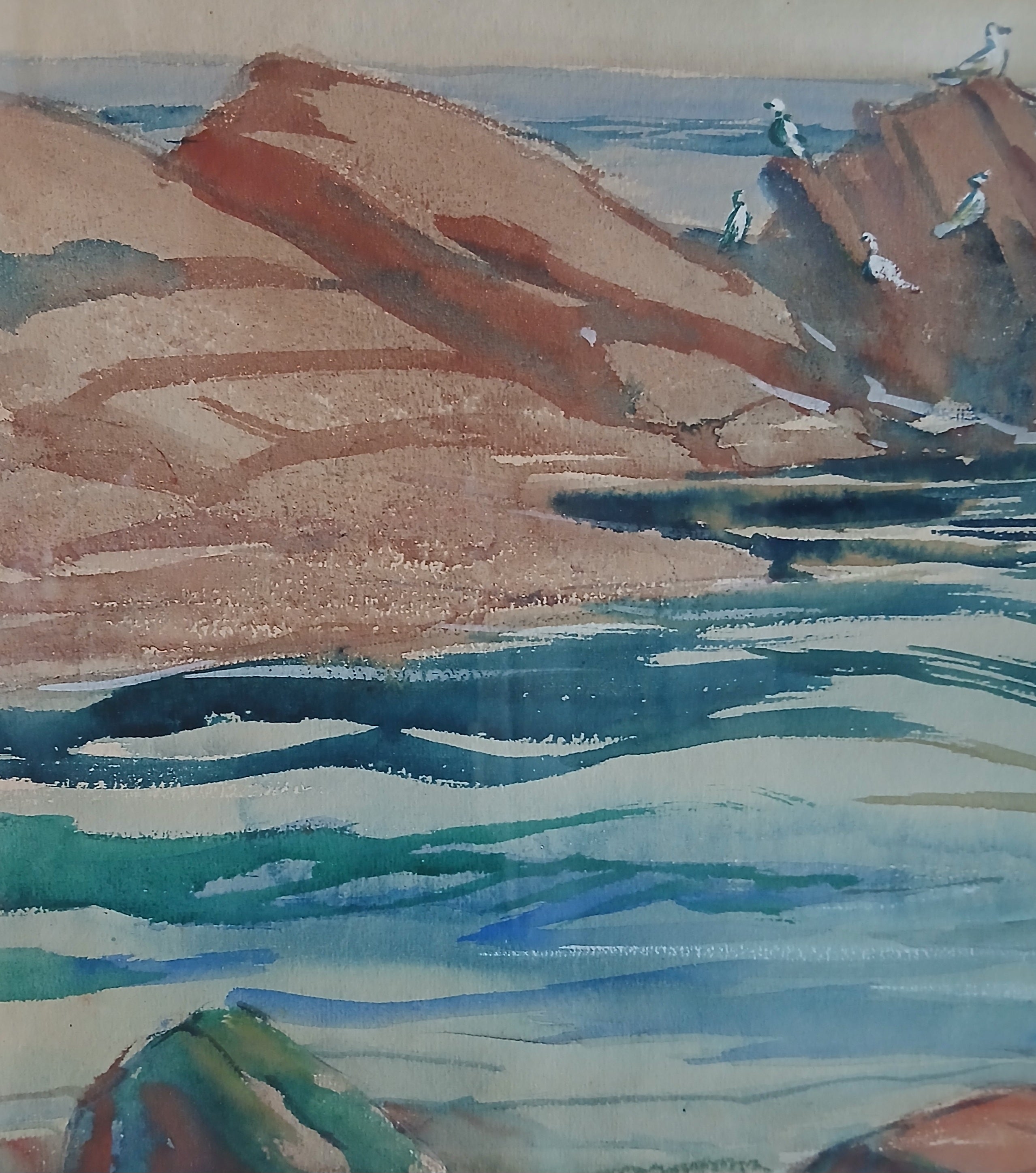 Vintage William Bradford Green Watercolor - Shorebirds - Listed Artist