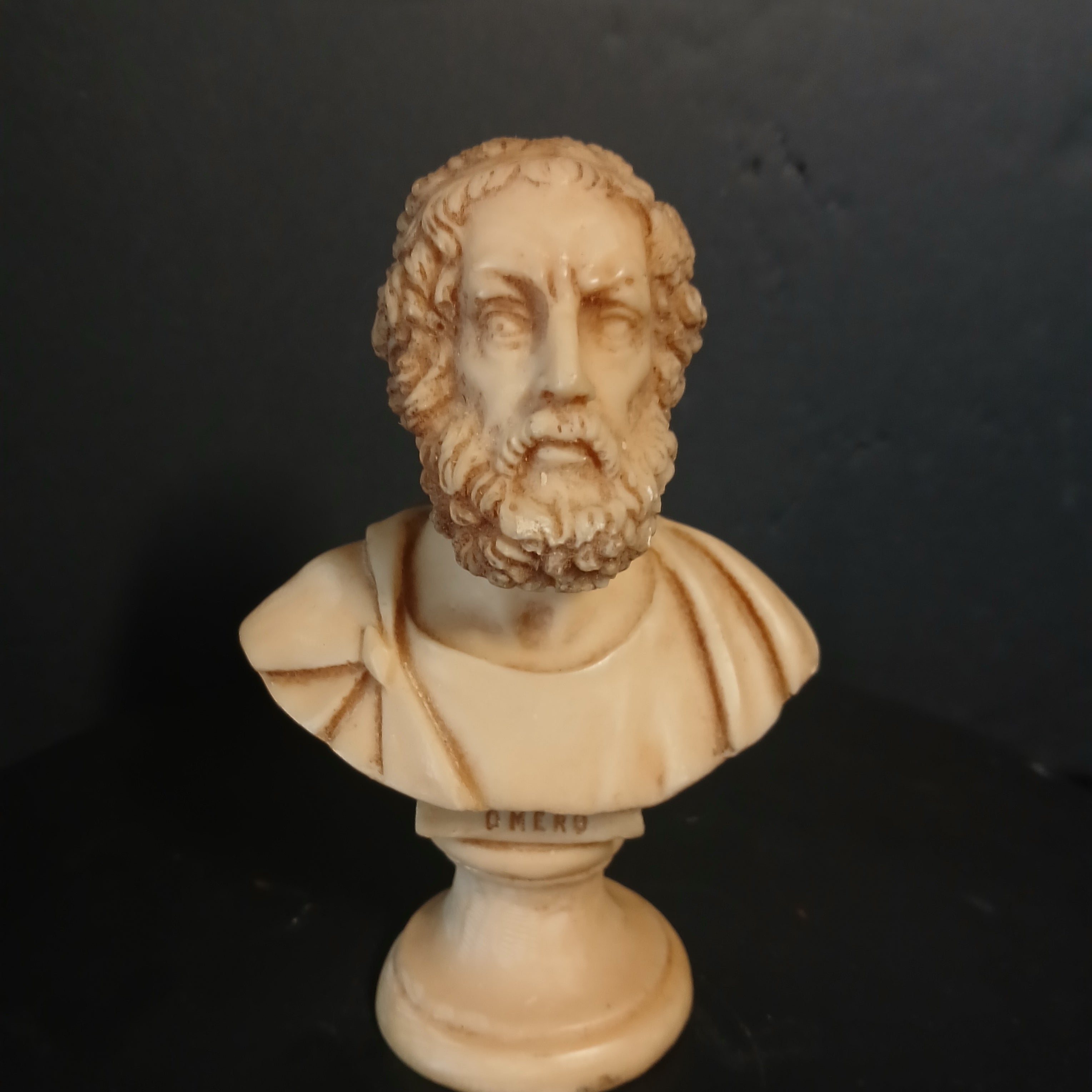 Intricately Carved Classical Bust of Homer
