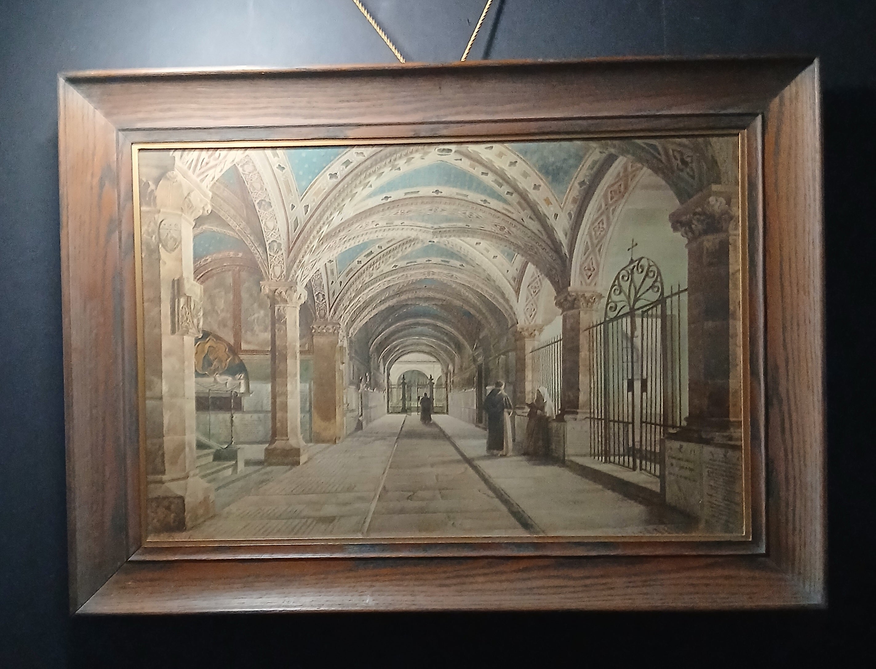 In the Cloisters-Vintage Lithograph by N. Barducci-Santa Maria Novella Basilica