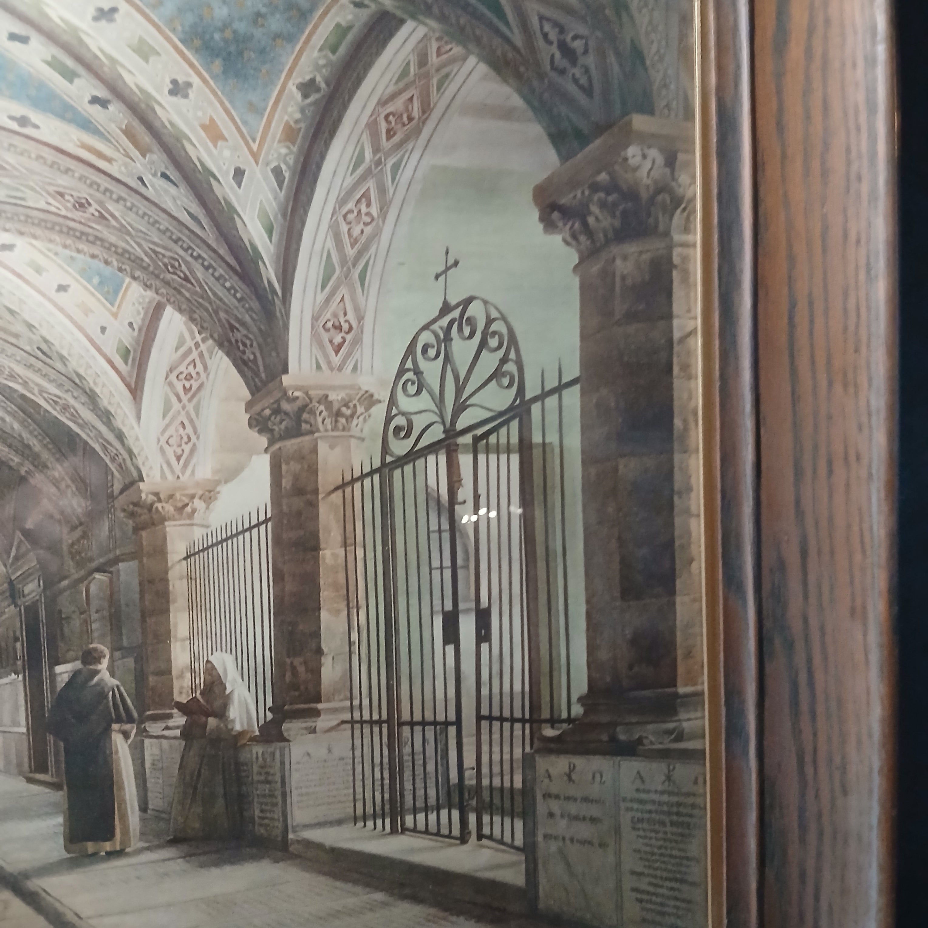 In the Cloisters-Vintage Lithograph by N. Barducci-Santa Maria Novella Basilica