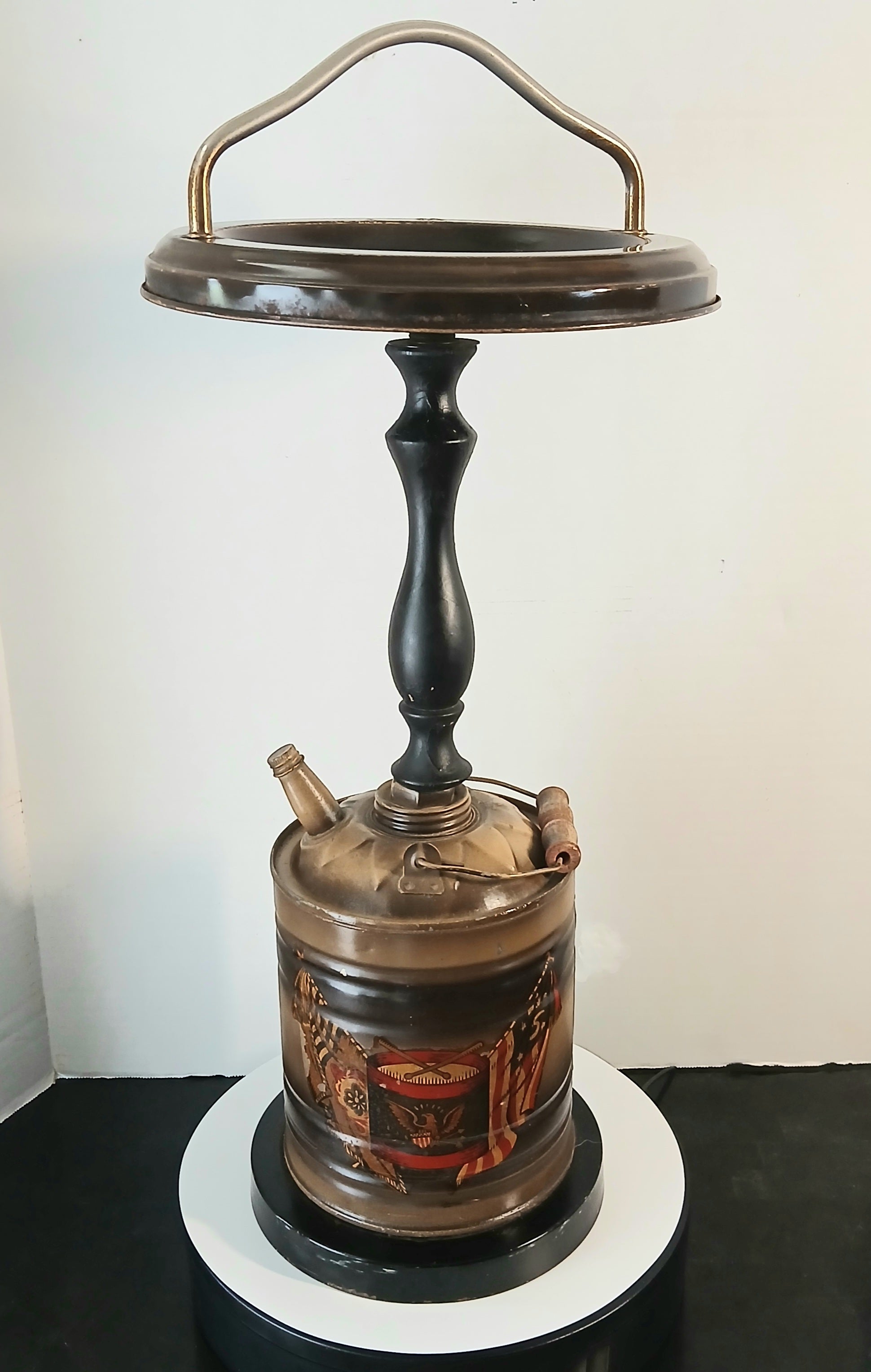 Patriotic Mid-Century Ash Tray Smoking Stand 24" Tall Tobacciana