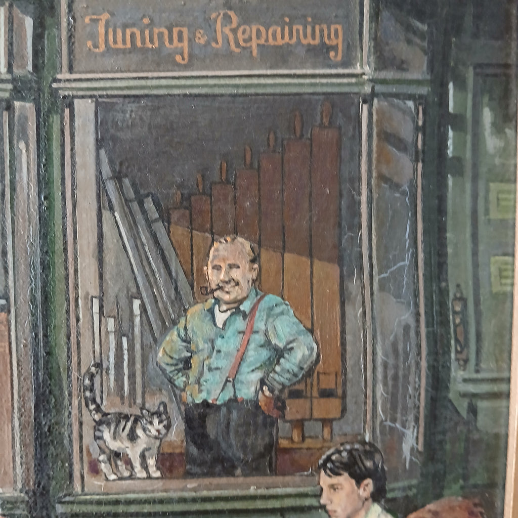Delivering the Pipe Organ oil on canvas 1960s Original Illustration