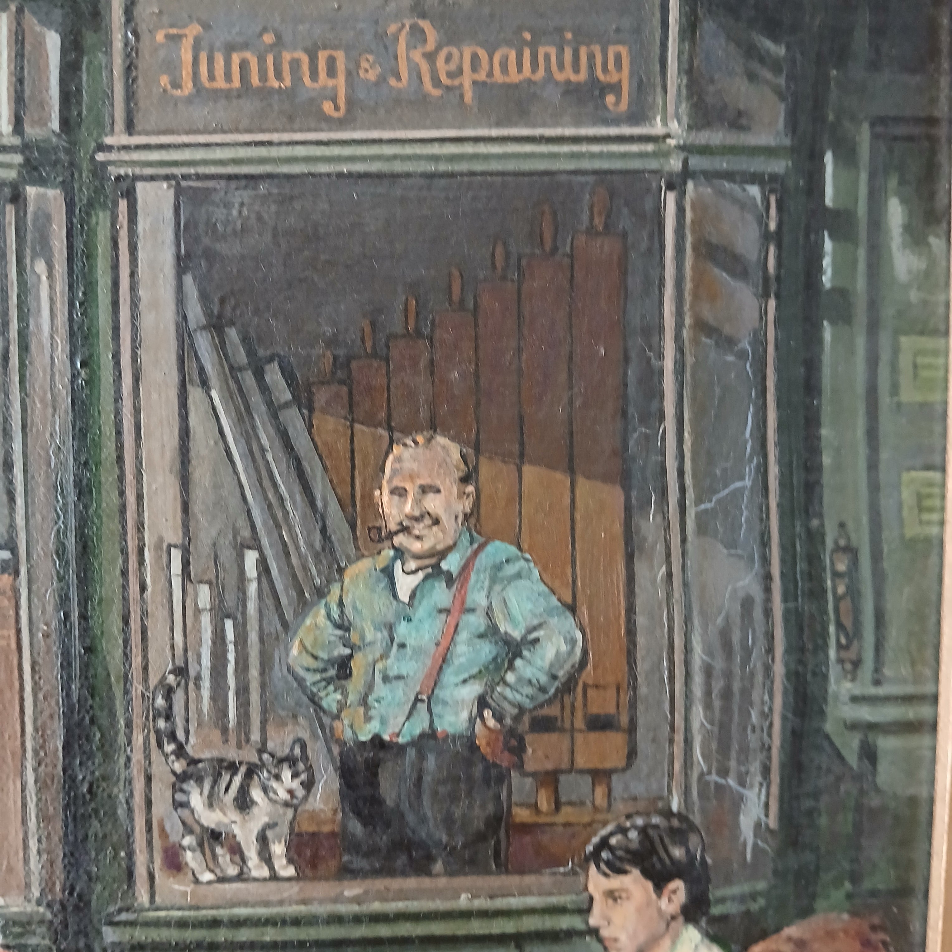 Delivering the Pipe Organ oil on canvas 1960s Original Illustration