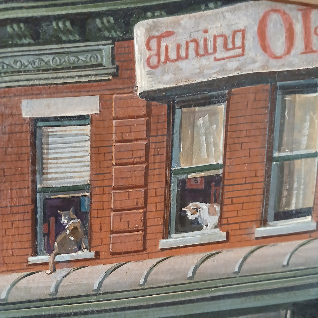 Delivering the Pipe Organ oil on canvas 1960s Original Illustration