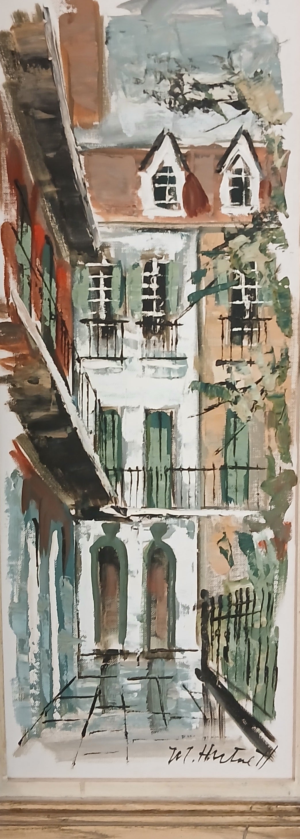 Pair of New Orleans Oils on Board by Maggie Hartnett Famous Mid-Century Artist