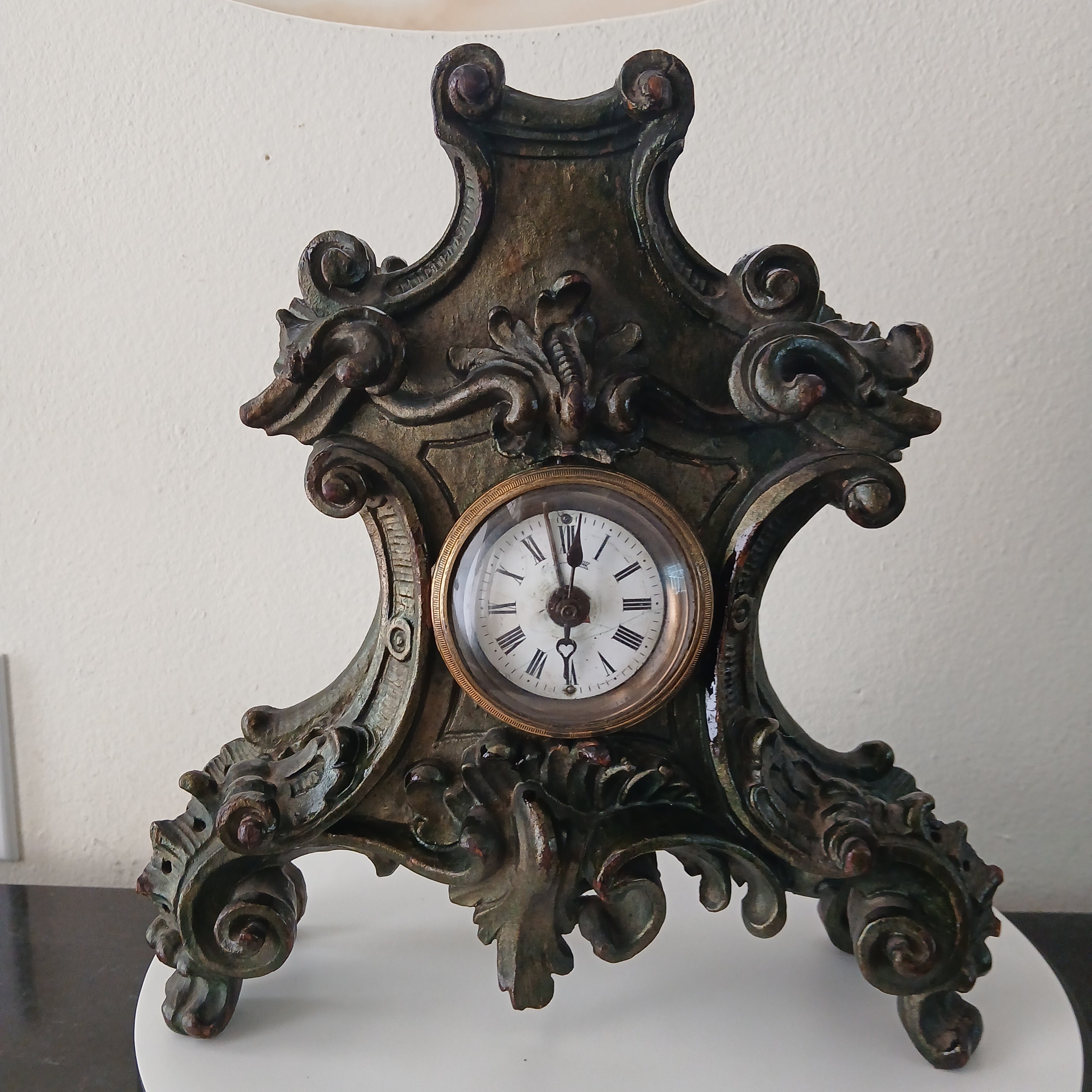 A Magnificent Rococo Style Antique Carved Wood Mantle Clock