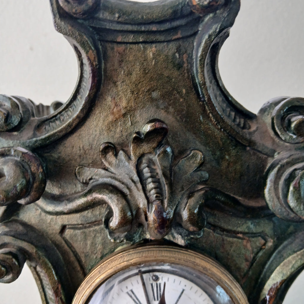 A Magnificent Rococo Style Antique Carved Wood Mantle Clock