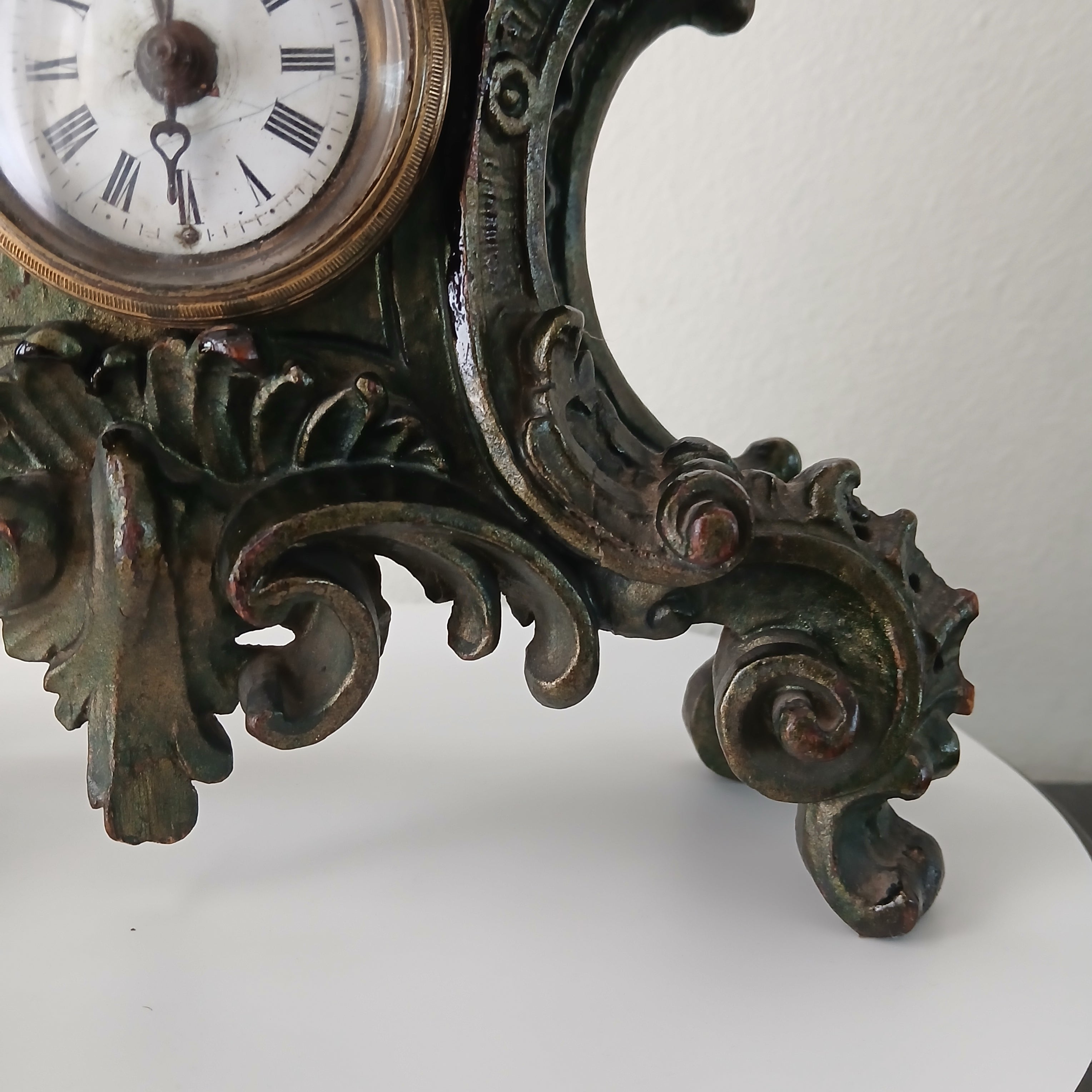 A Magnificent Rococo Style Antique Carved Wood Mantle Clock