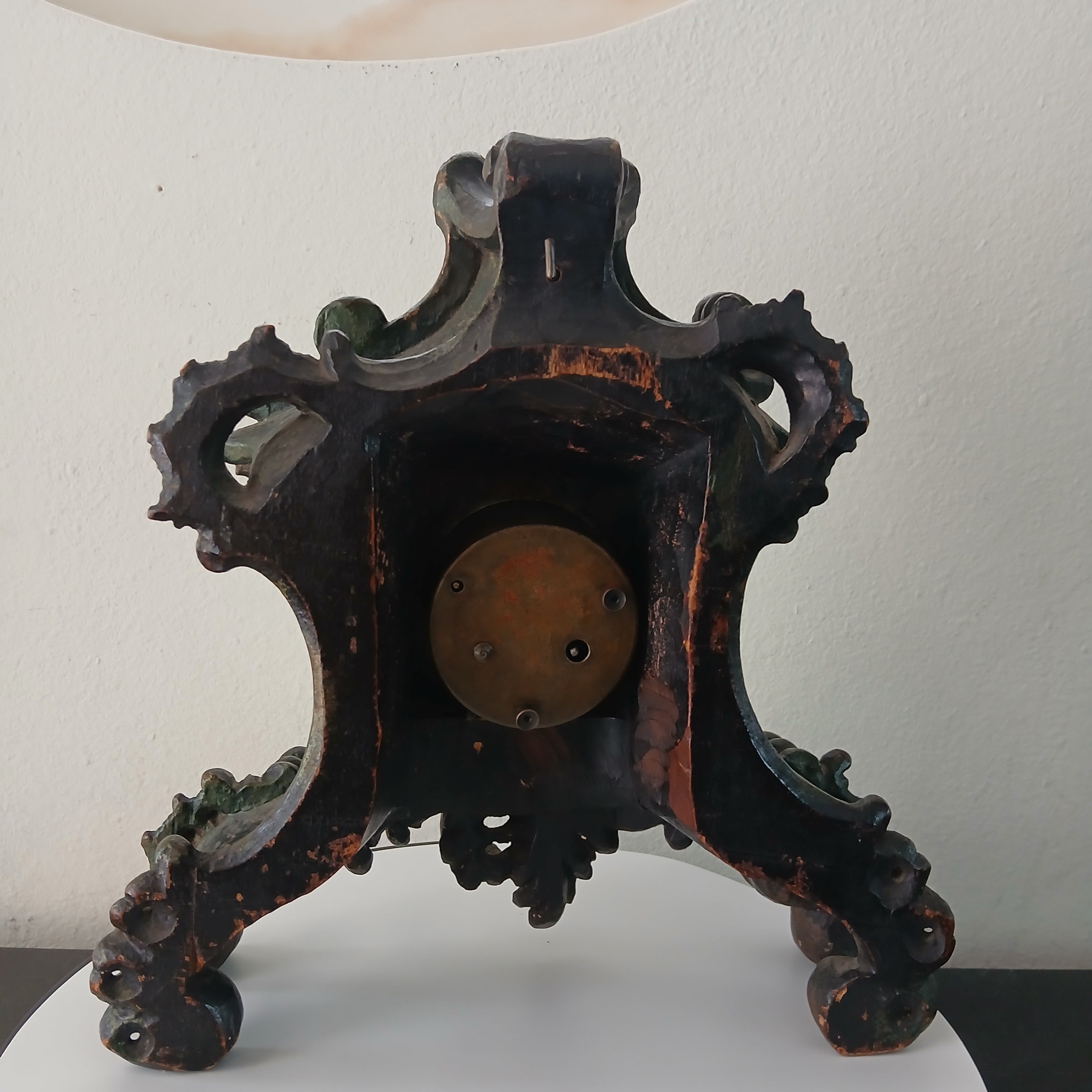 A Magnificent Rococo Style Antique Carved Wood Mantle Clock