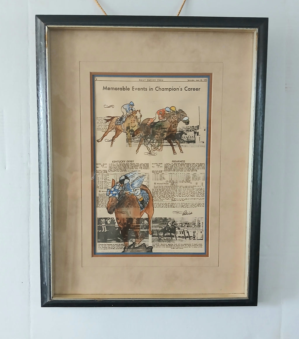 Historical Secretariat Watercolor by Noted Equestrian Painter Patrish Saratoga