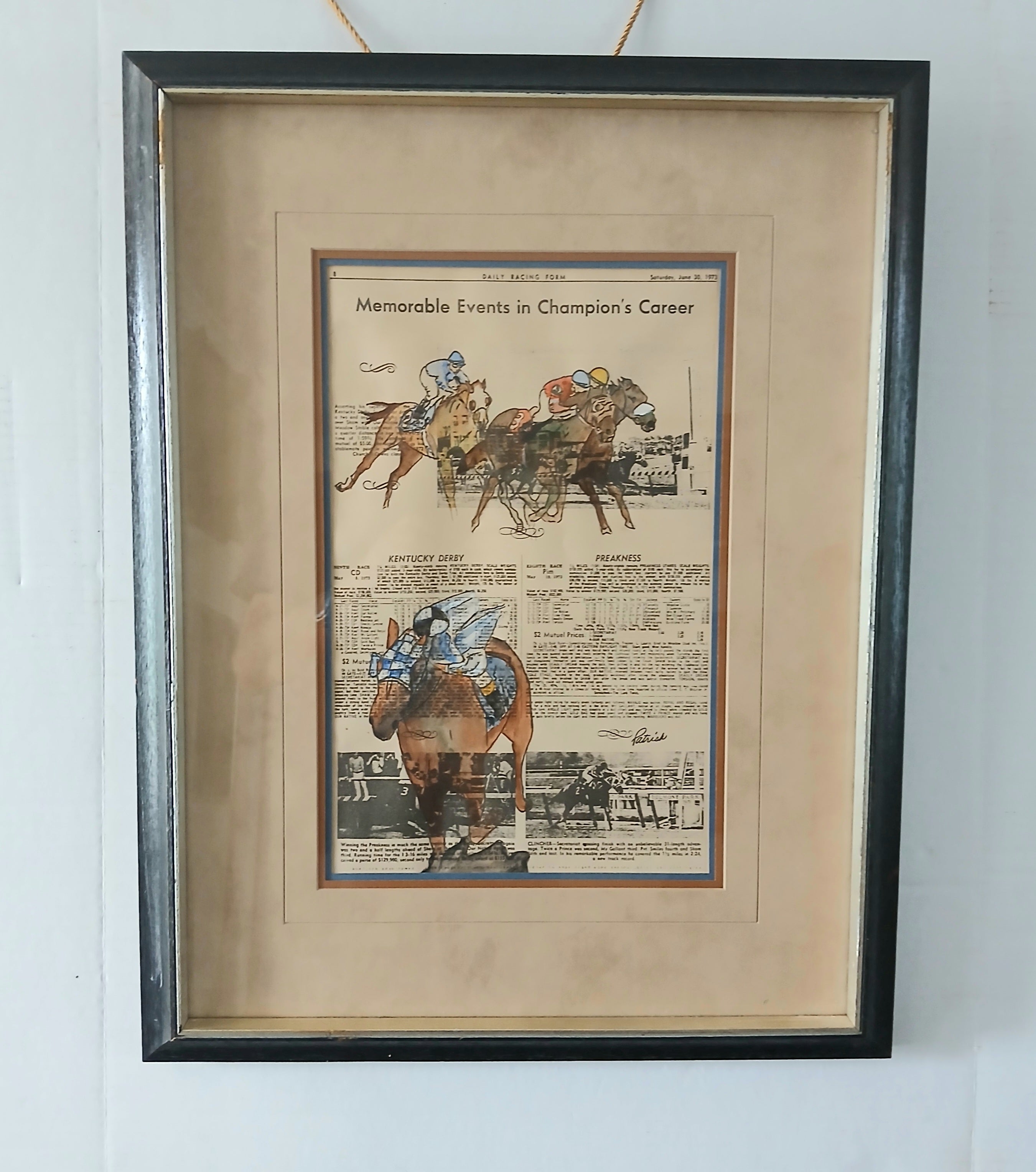 Historical Secretariat Watercolor by Noted Equestrian Painter Patrish Saratoga
