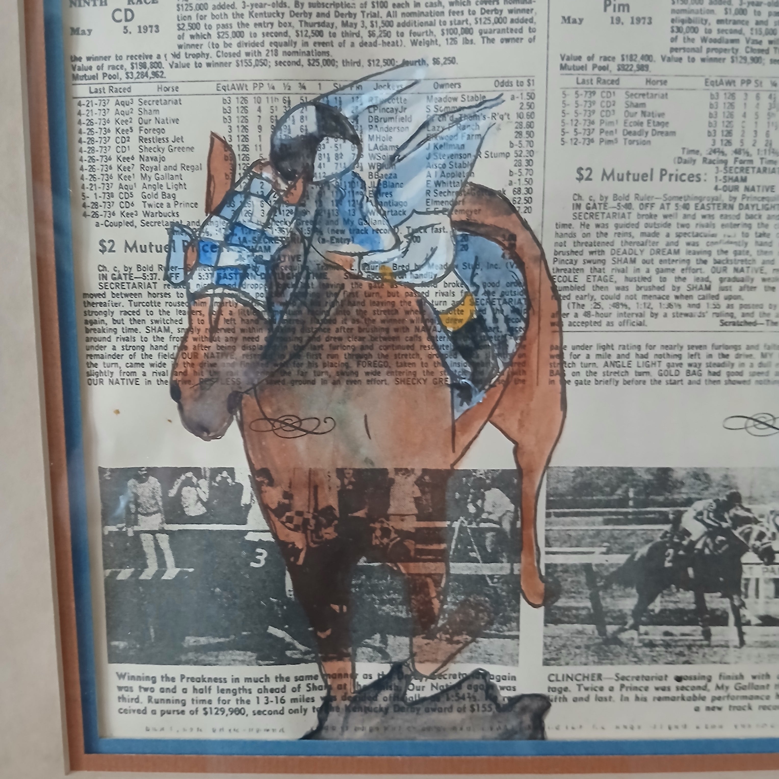 Historical Secretariat Watercolor by Noted Equestrian Painter Patrish Saratoga