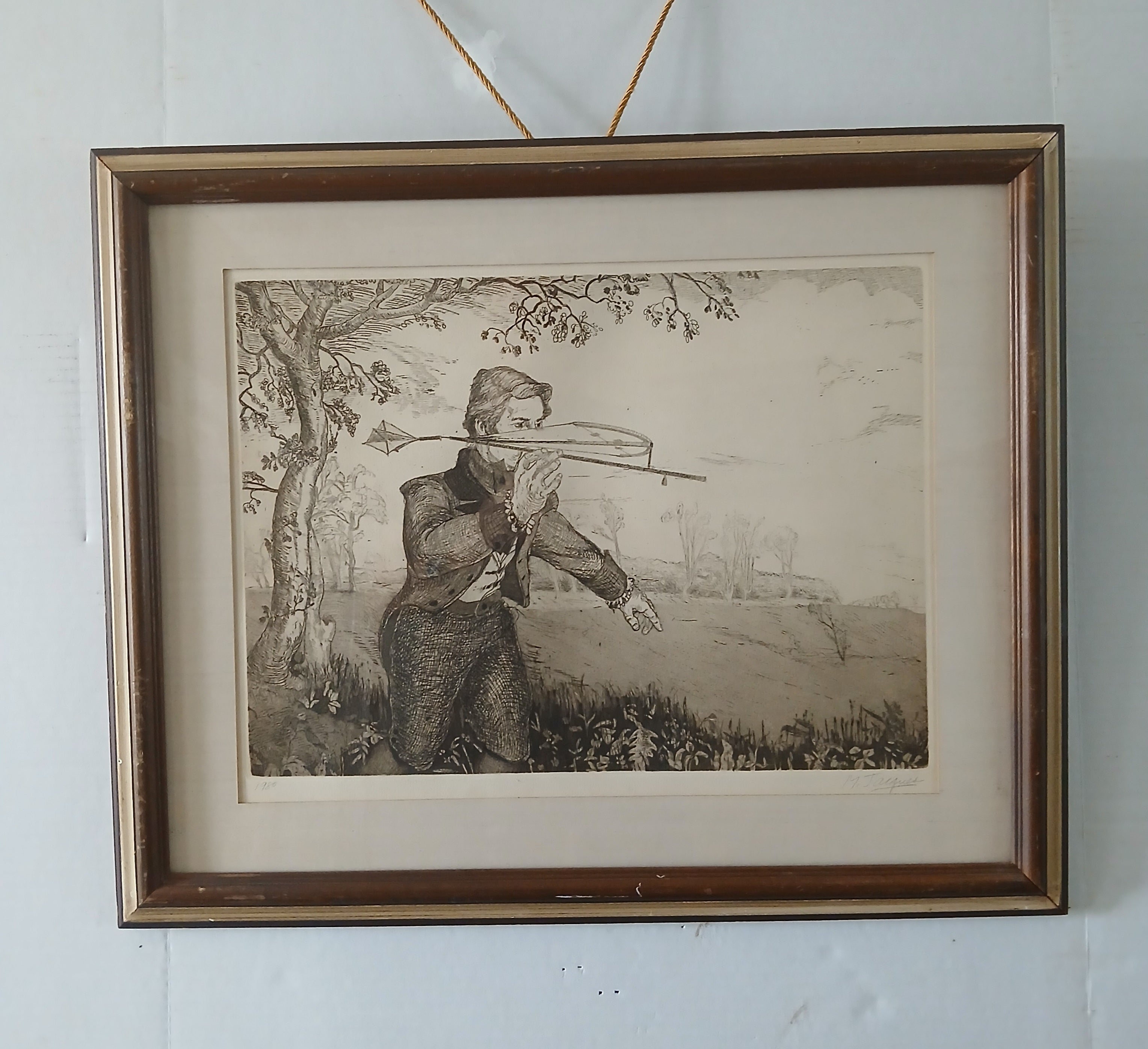 Michael Jacques etching of George Cayley: The First Step- Aviation Pioneer