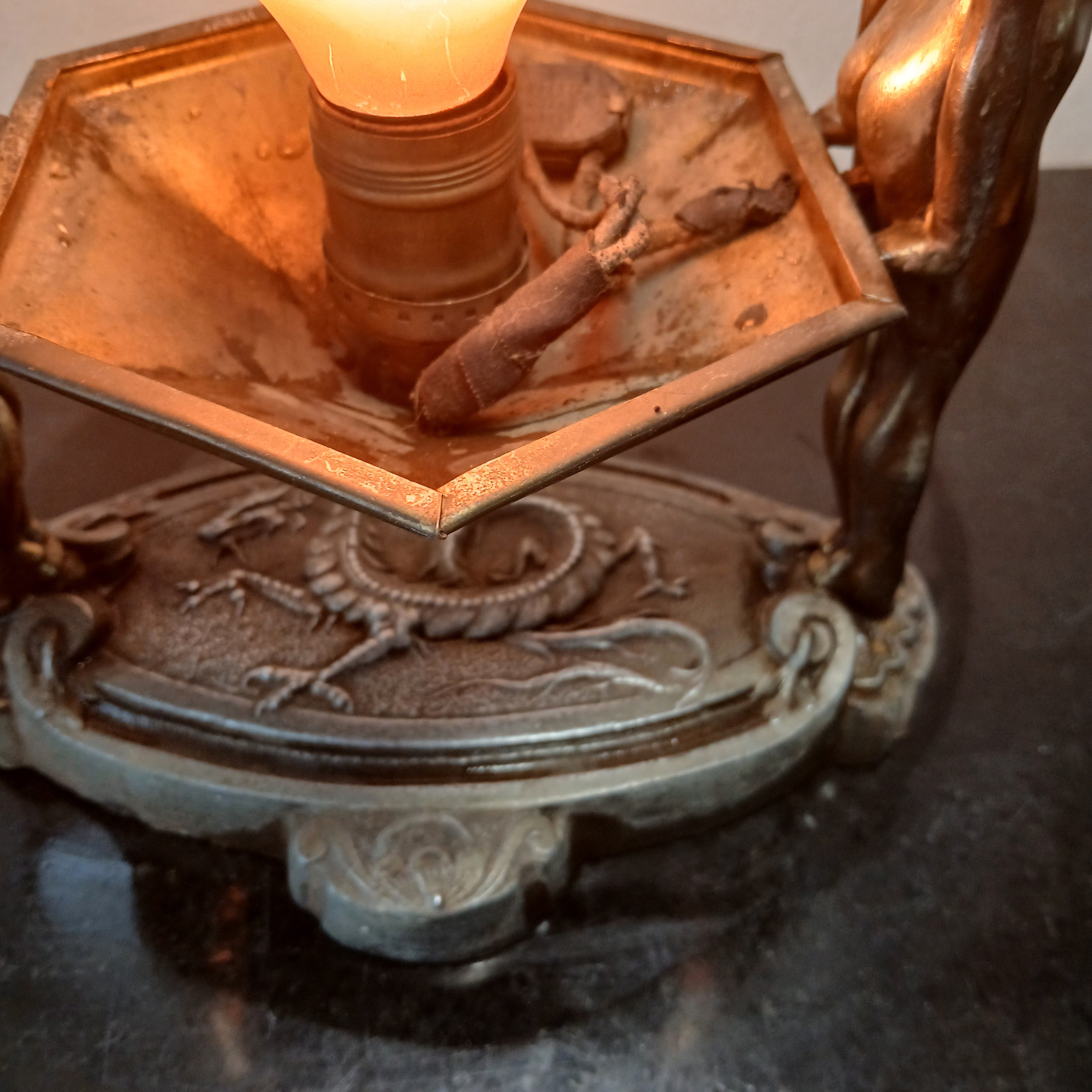 Magnificent Brass or Bronze Art Deco Figural Table Lamp