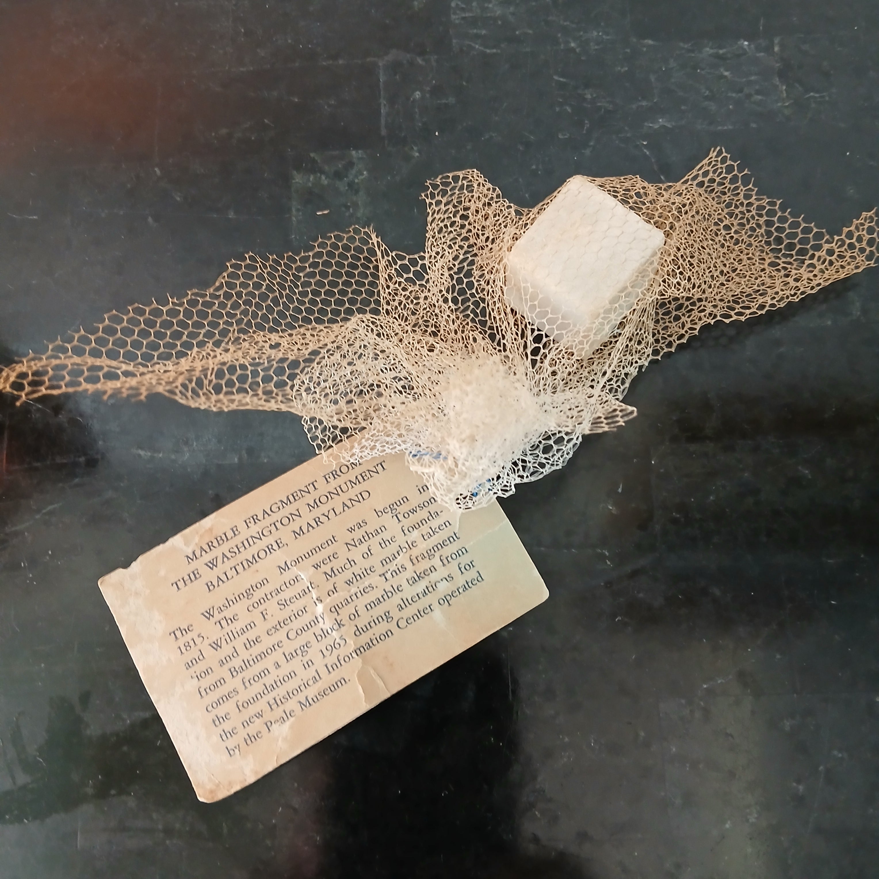 Historic Marble Fragment from the Washington Monument in Baltimore, MD
