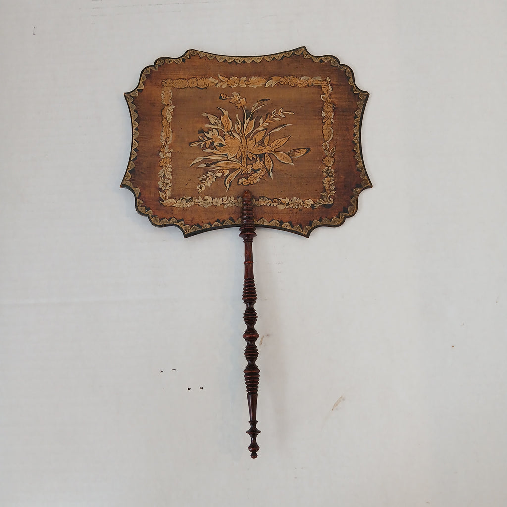 Antique Georgian Hand-Painted Wood Face Screen