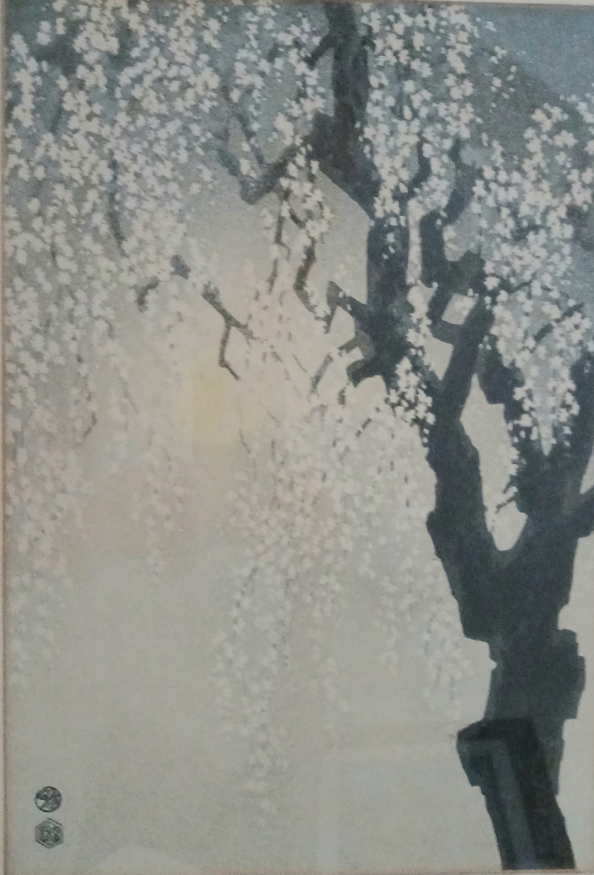 Eiichi Kotozuka Cherry Blossoms Vintage Woodblock Print