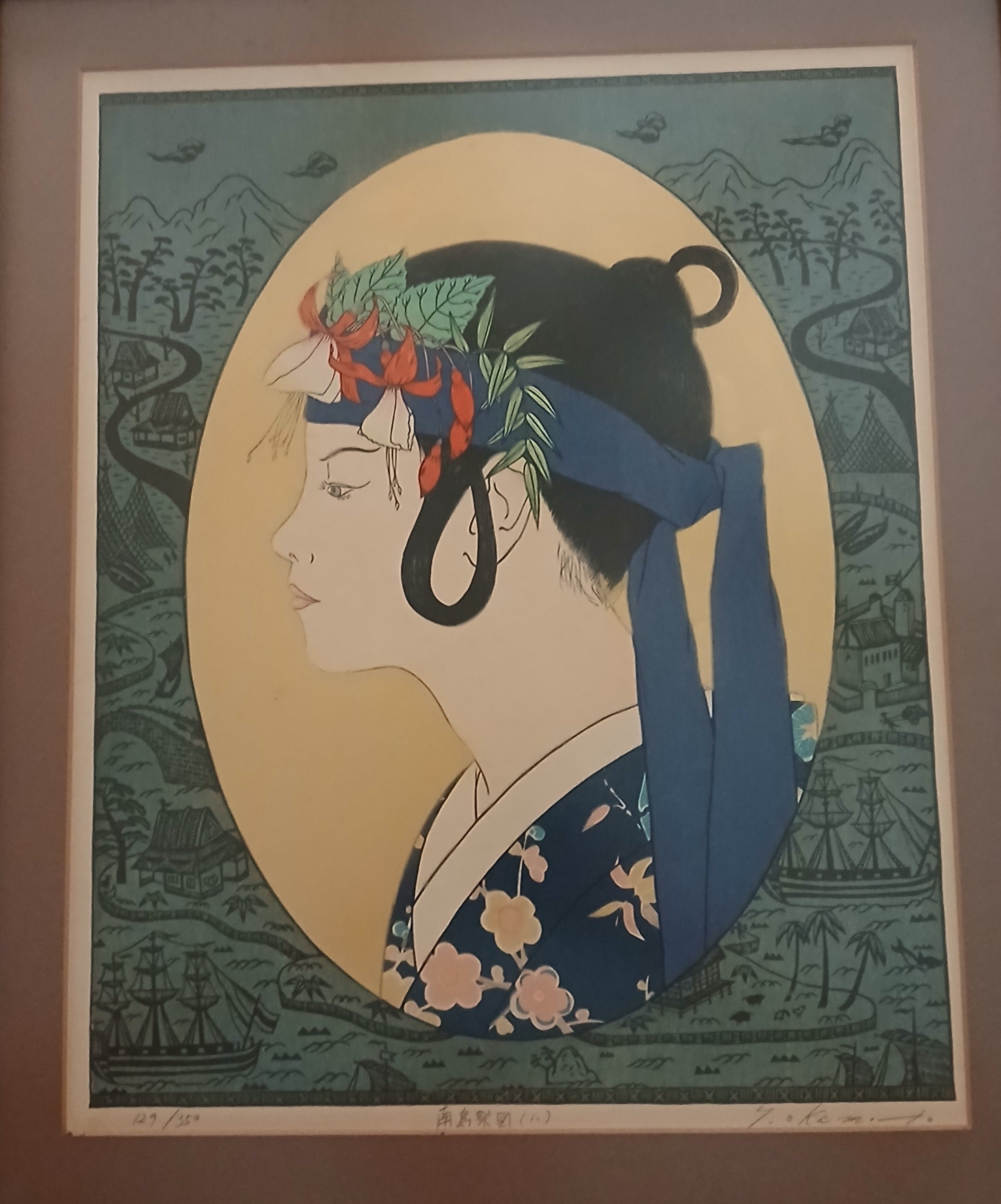 Ryusei Yoshima Okamato South Island Festival Girl-C Woodblock