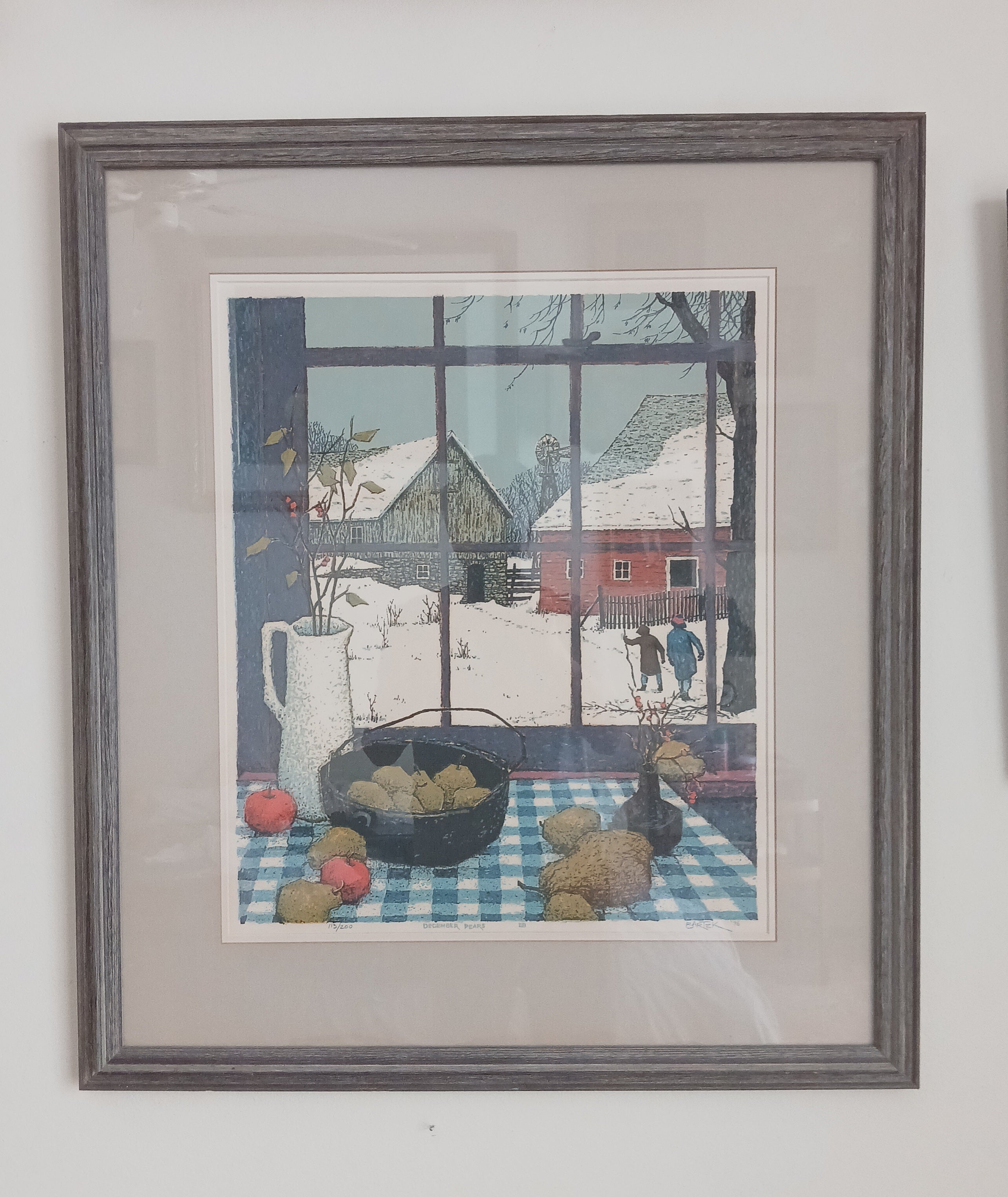 1976 Serigraph - December Pears - by Tom Bartek 1932-2024