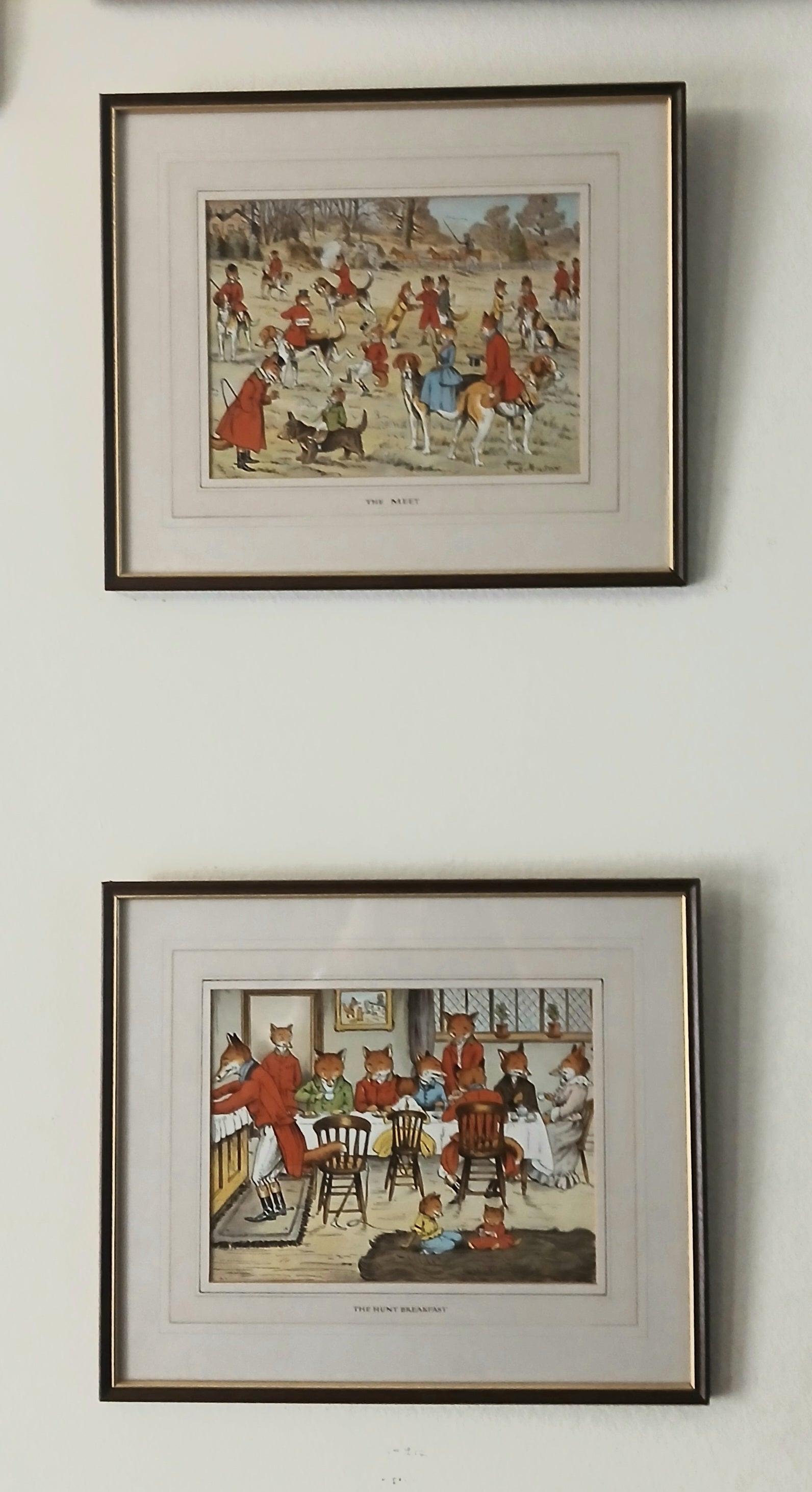 Pair of Harry B. Neilson Comical Fox Hunt Prints FREE SHIPPING!
