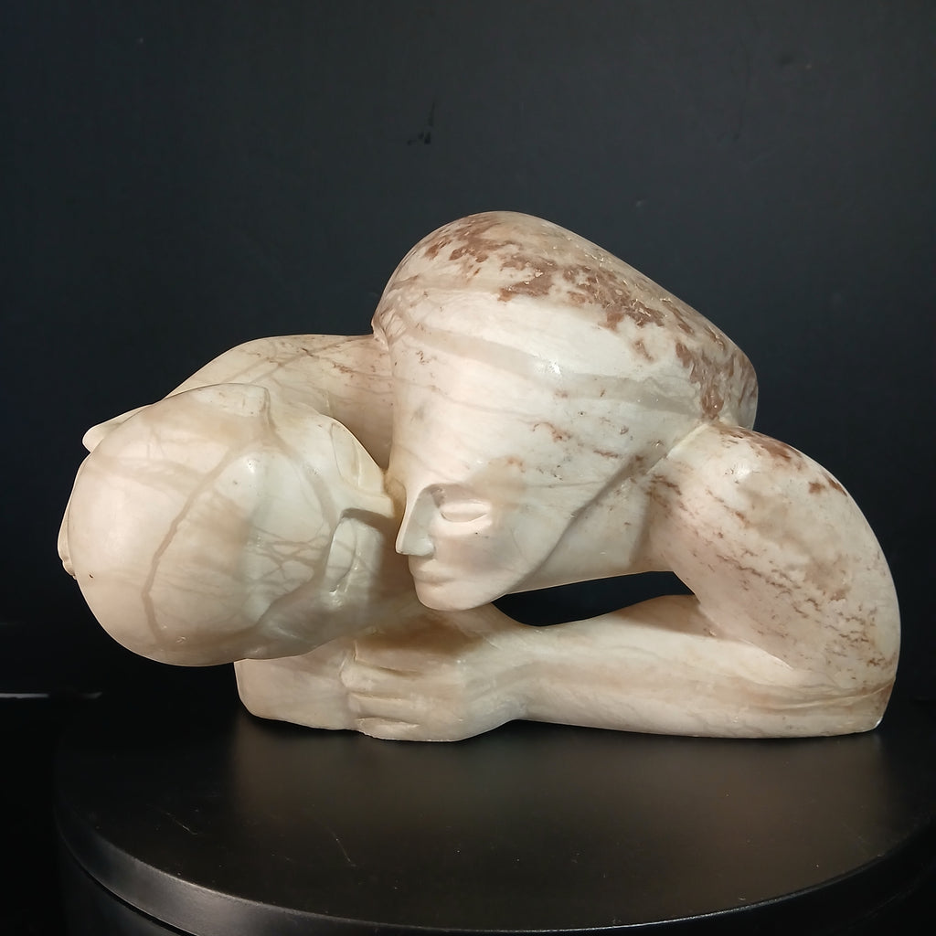 Museum Quality Marble Sculpture "The Kiss" by Leonora Eunice Arye 1977