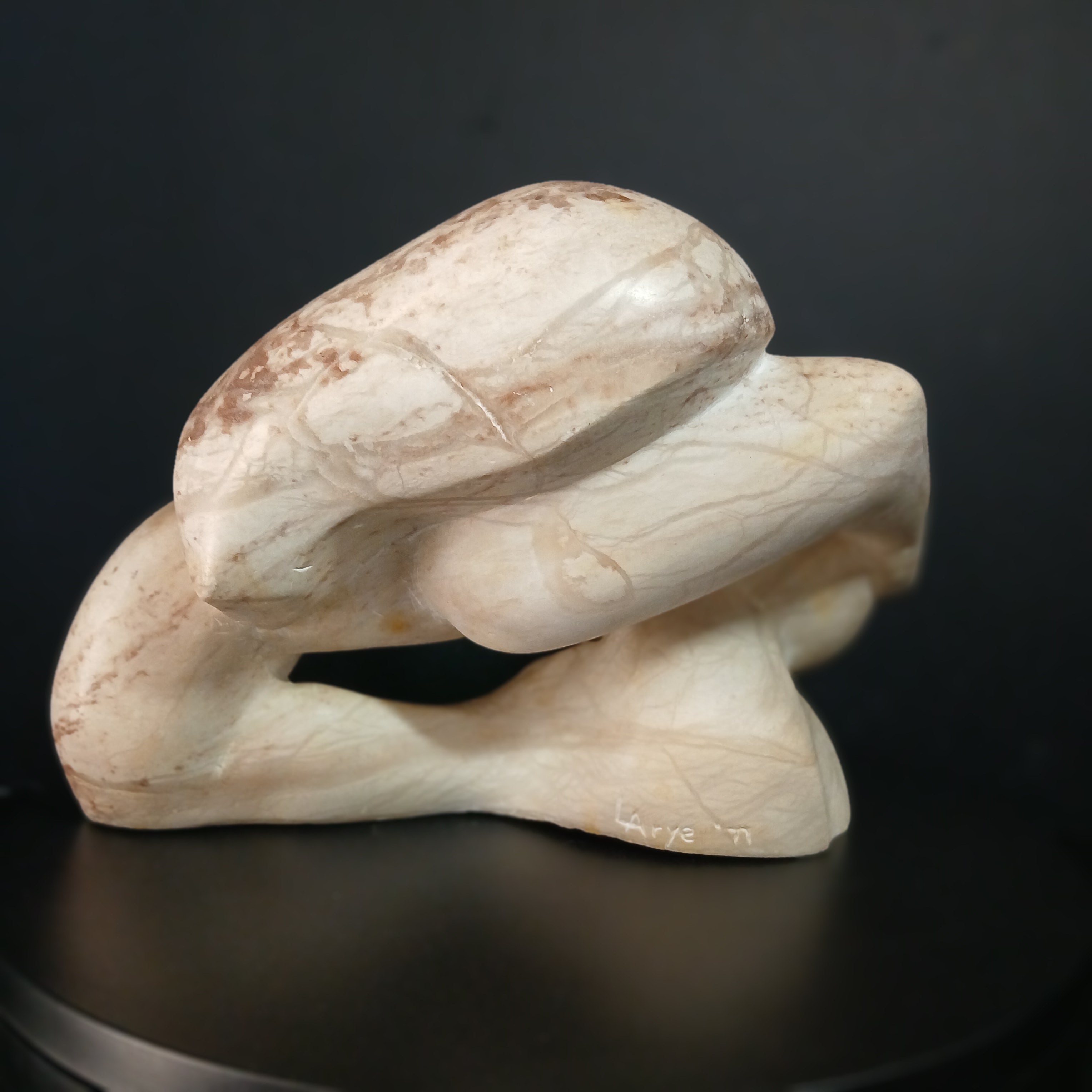 Museum Quality Marble Sculpture "The Kiss" by Leonora Eunice Arye 1977