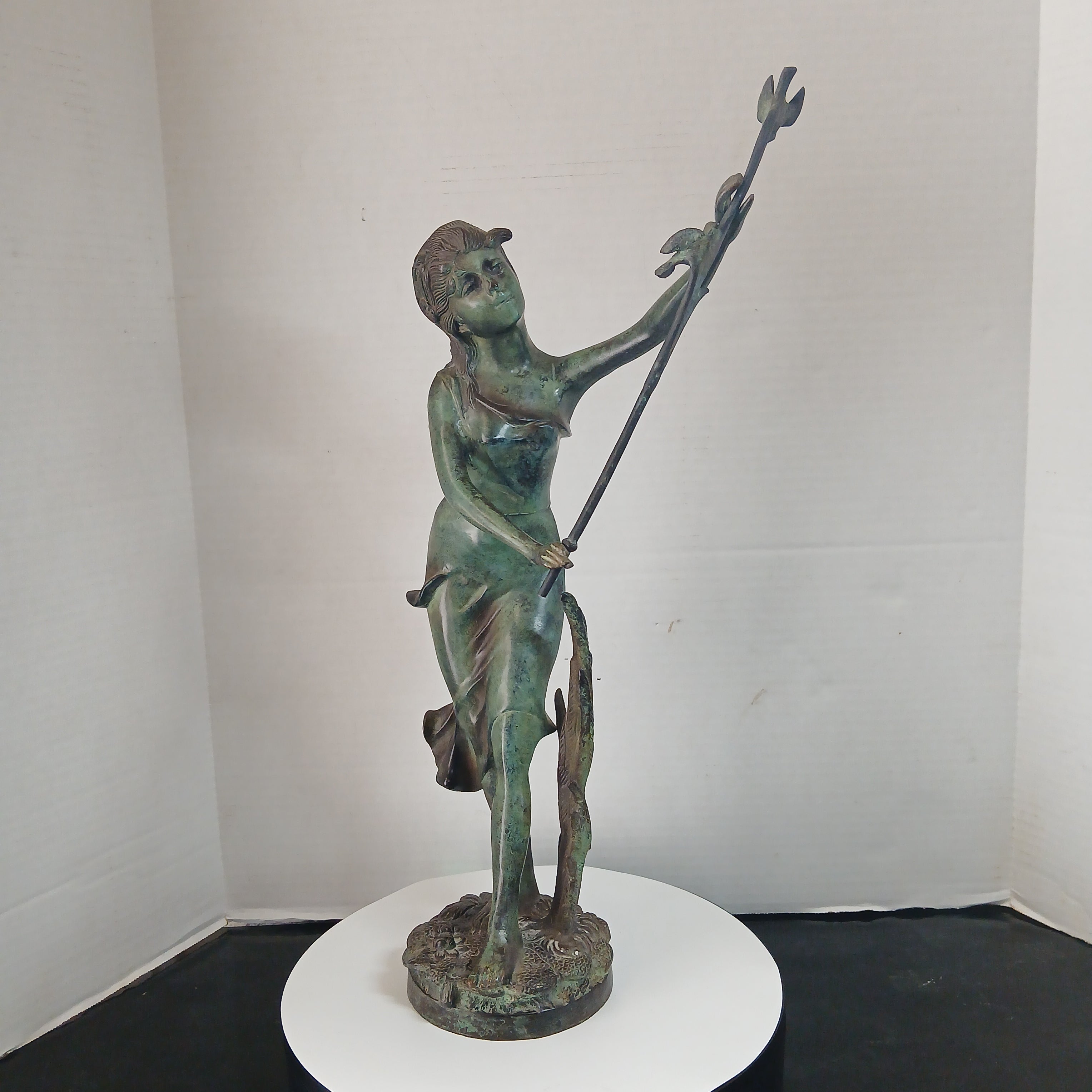 Art Nouveau Style Bronze Sculpture Young Girl With Her Birds FREE SHIPPING!