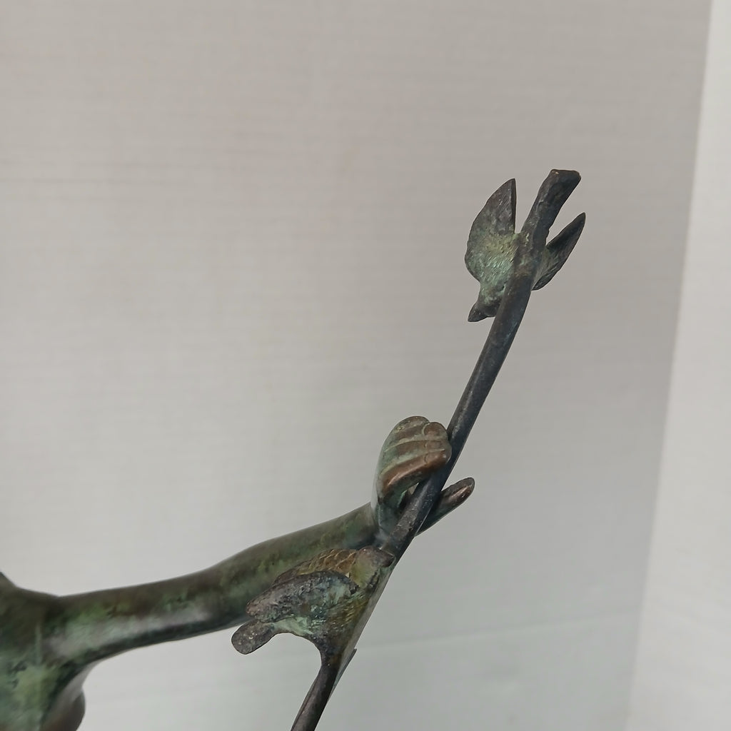 Art Nouveau Style Bronze Sculpture Young Girl With Her Birds FREE SHIPPING!