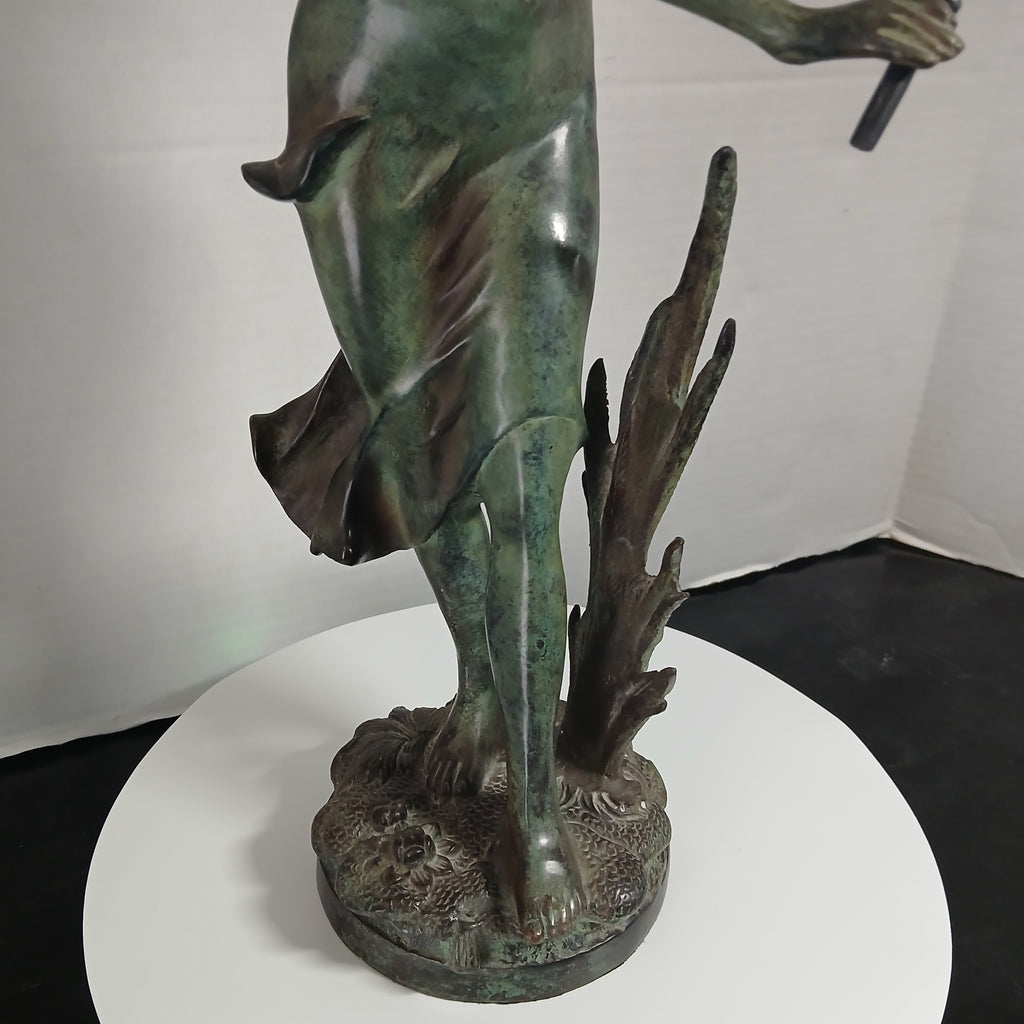 Art Nouveau Style Bronze Sculpture Young Girl With Her Birds FREE SHIPPING!