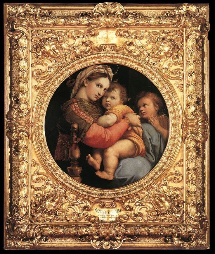 Antique Carved and Gilded "Raphael" Frame 15 1/2" Diameter Opening