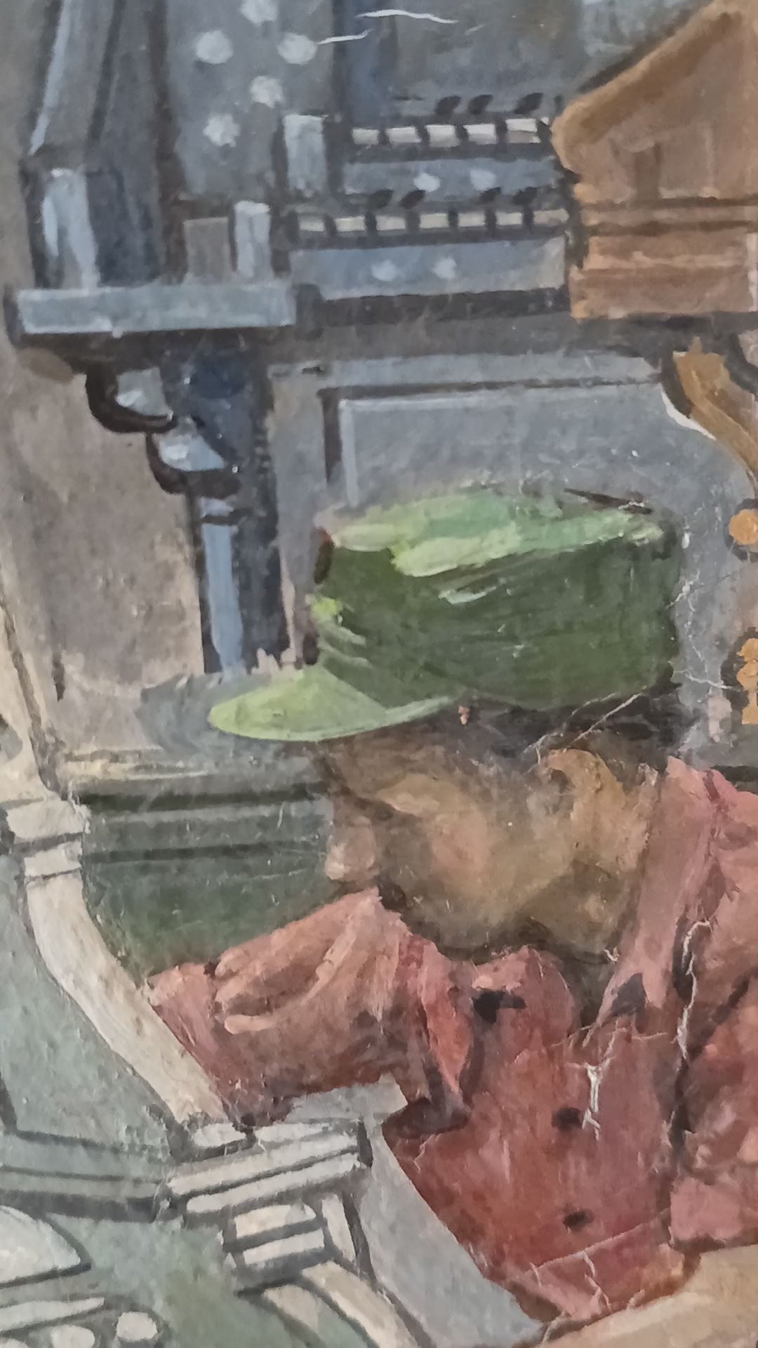 Delivering the Pipe Organ oil on canvas 1960s Original Illustration