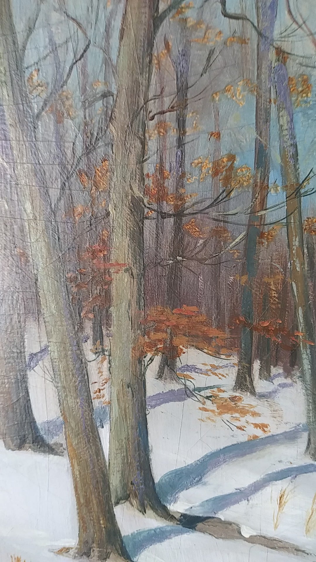 Snow Painting "The Valley and the Spires" Oil by Esther Flint Carter Listed