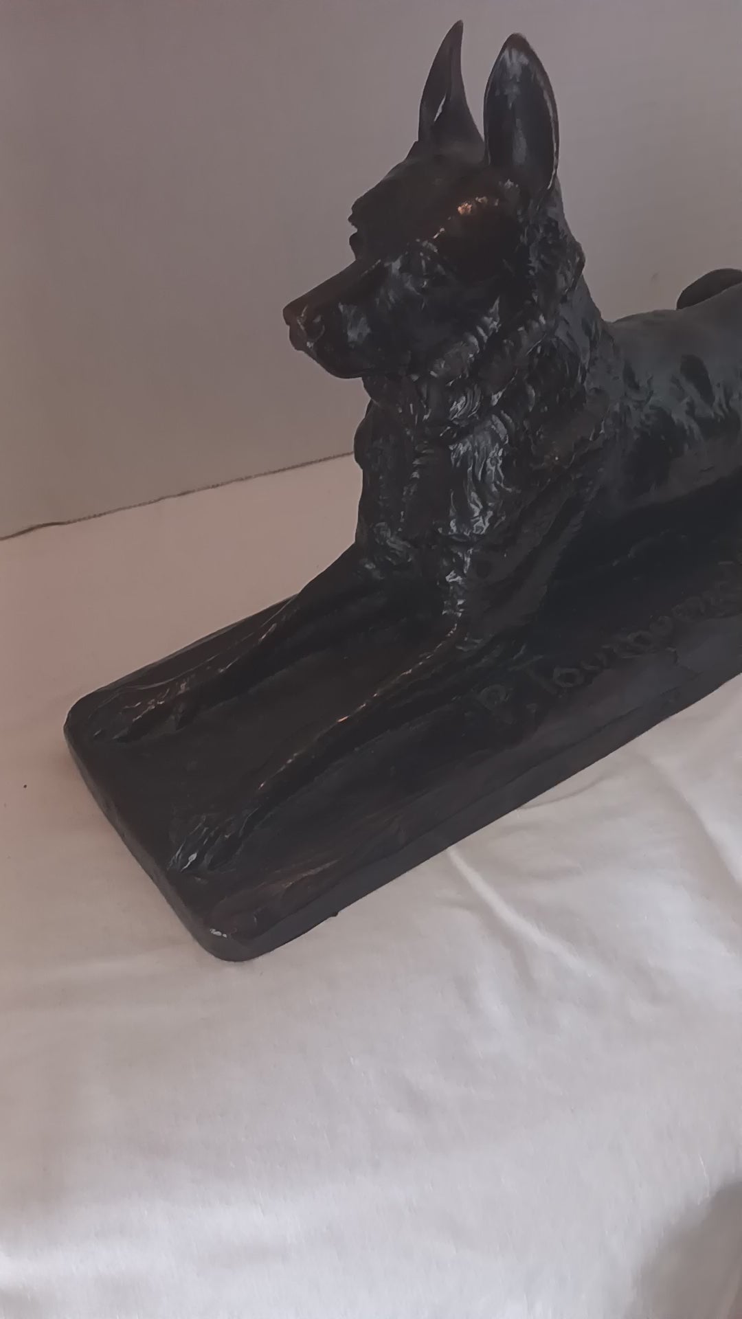 Stunning German Shepherd Bronze Sculpture Pierre Tourgueneff Russian 1853-1912