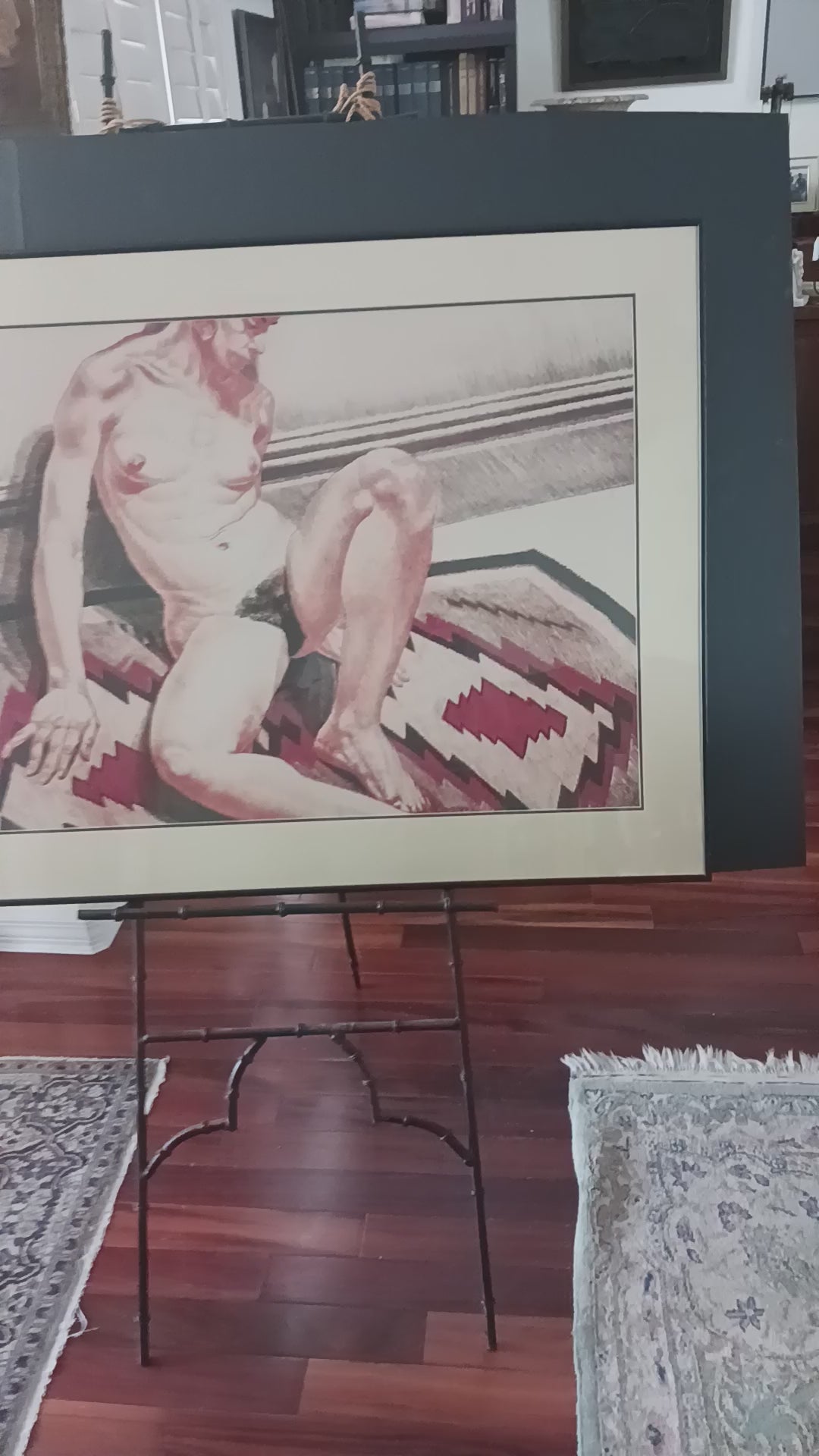 Philip Pearlstein Artist Proof Girl on an Orange and Black Mexican Rug 1973