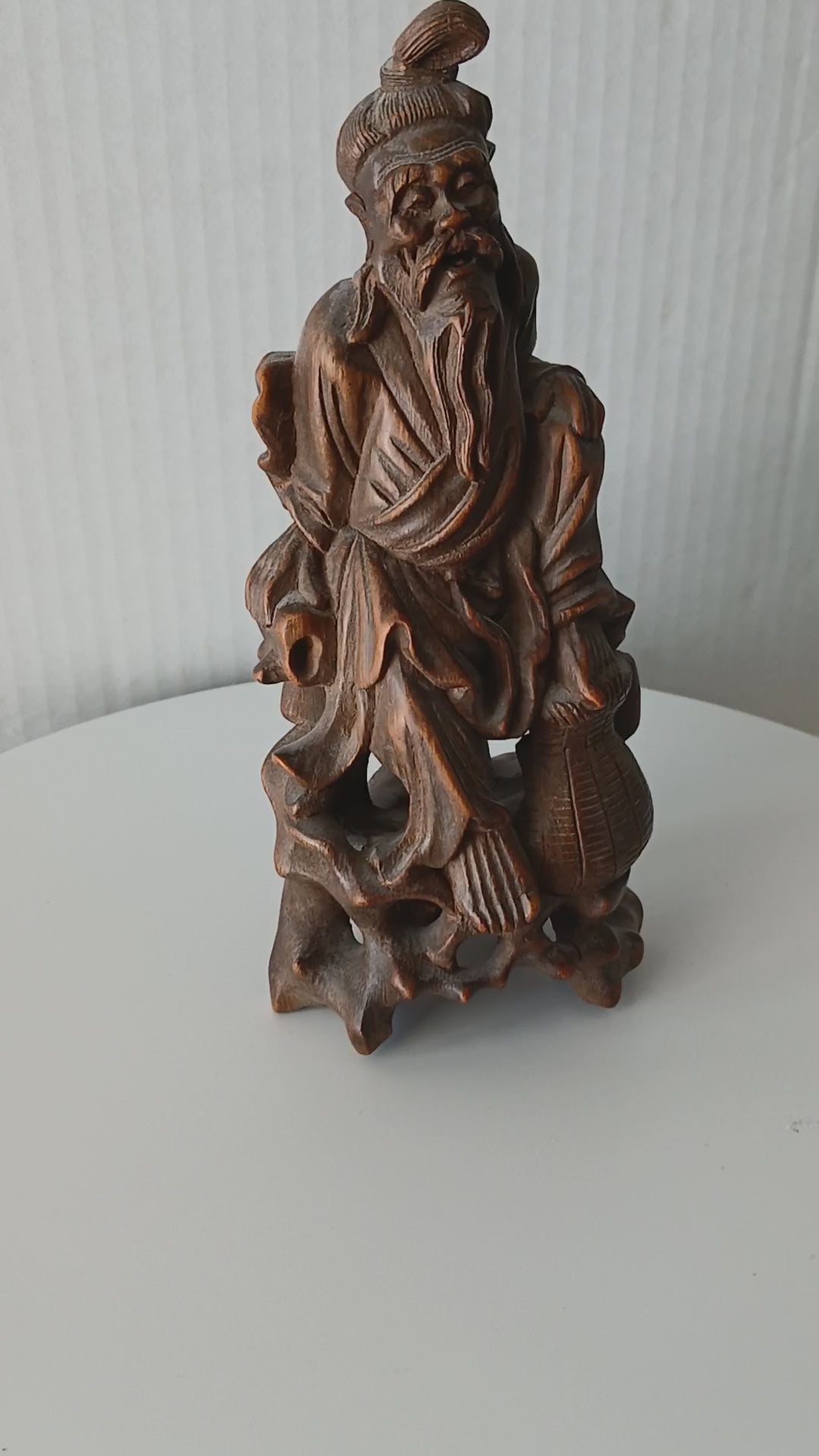 Antique Chinese Carved Wood Figure of an Elderly Man