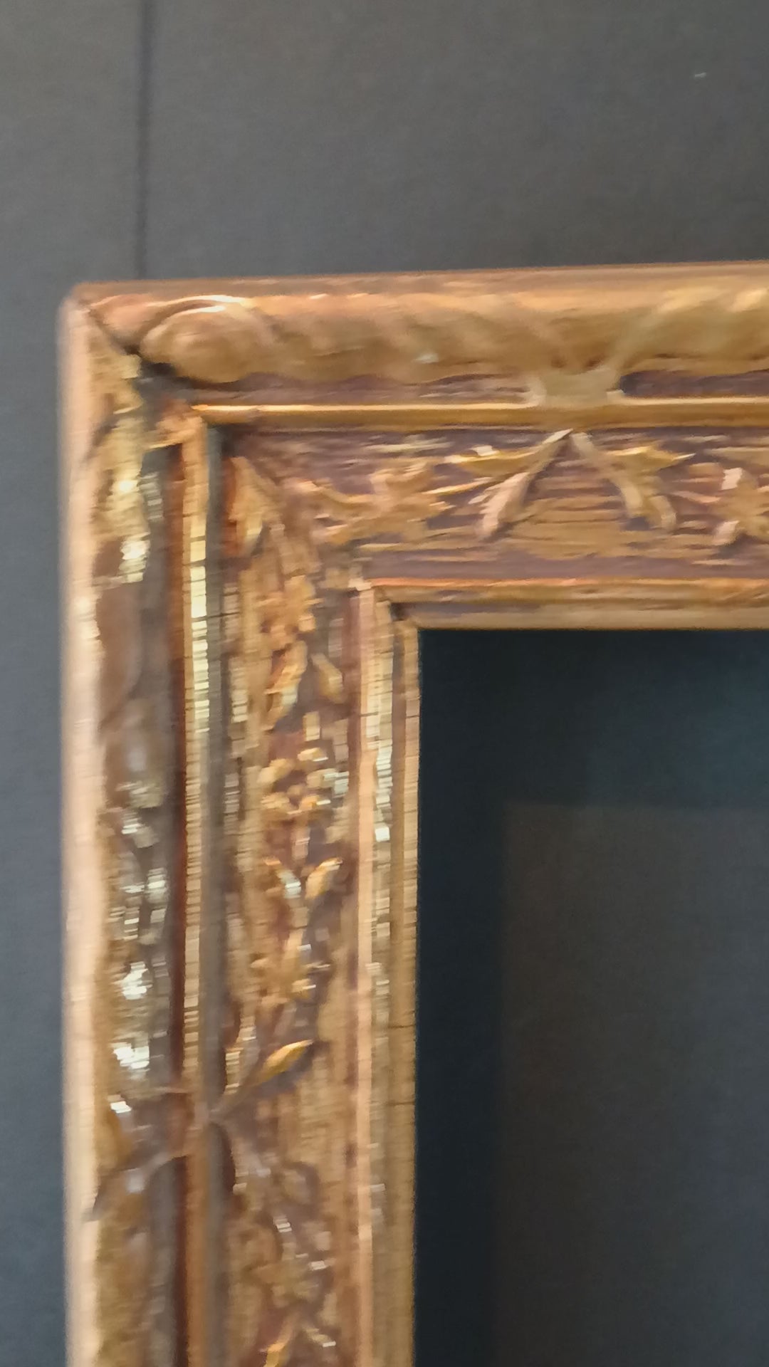 1960s Gold 20 x 24 Frame with Raised Floral and Foliate Decoration