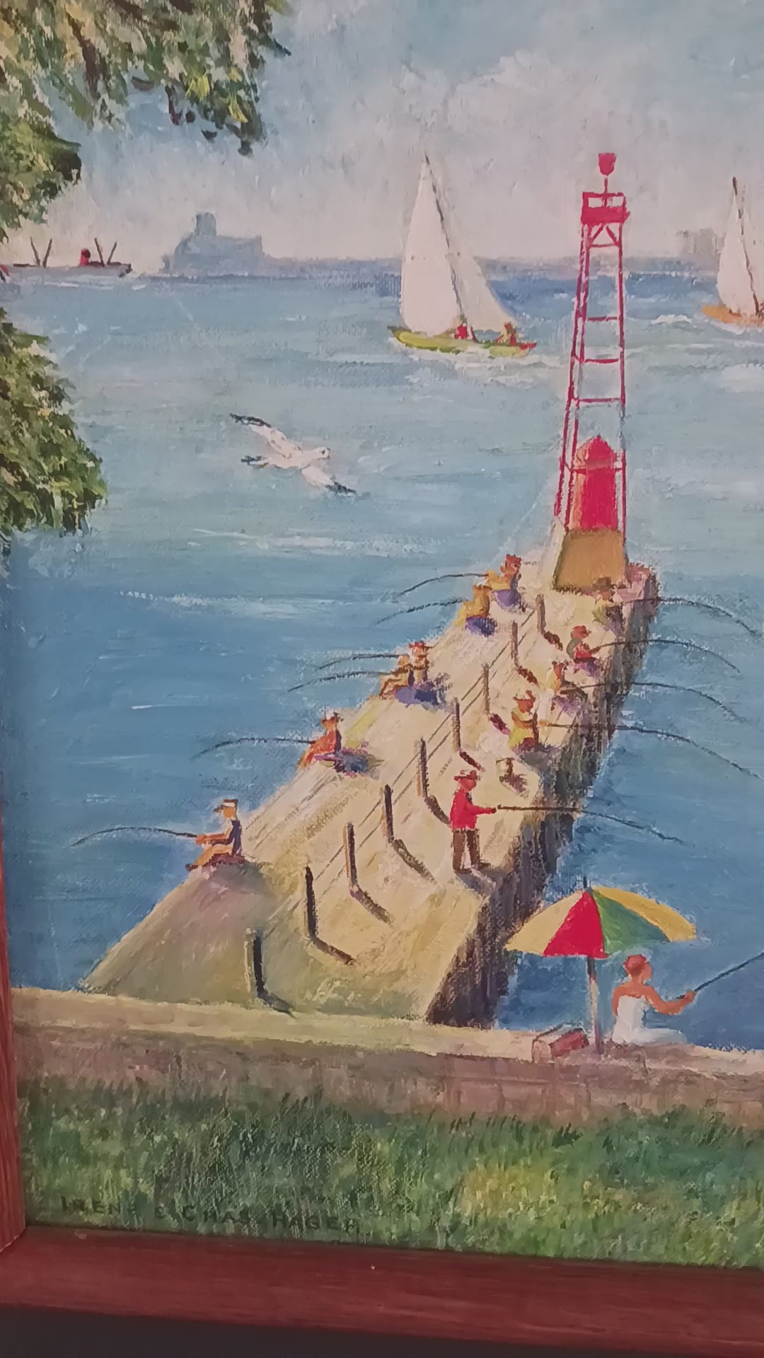 Montrose Harbor Chicago, Ill 1966 oil on board by Irene and Charles Austin Hager