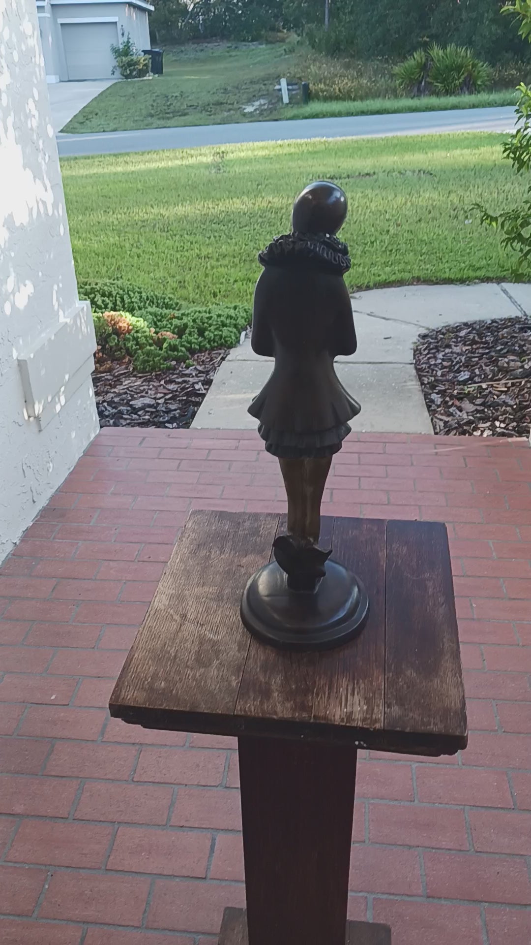 Haunting Art Deco Bronze Statuette of Pierrette 17" Tall!