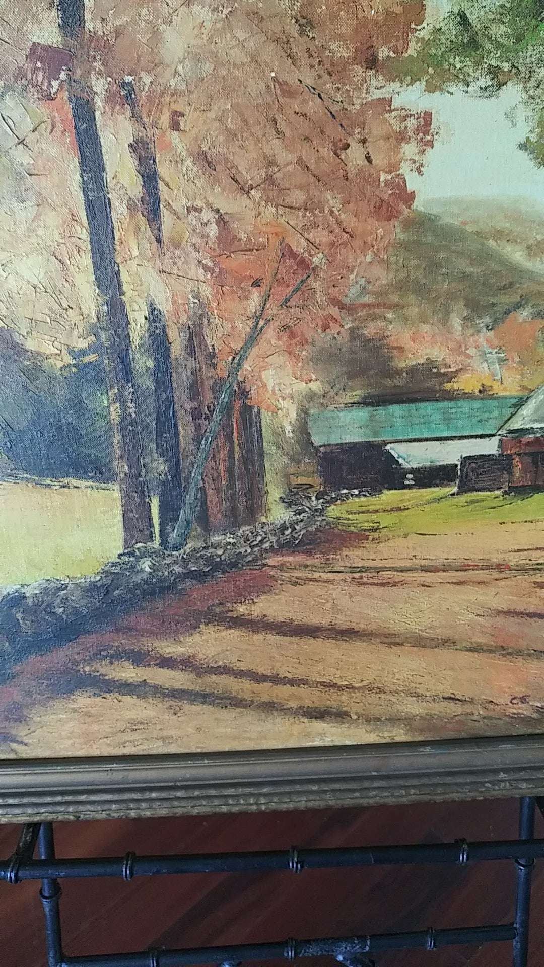 Farm Barns - Oil by noted Long Island, New York Artist Edith Brandenberg, Listed