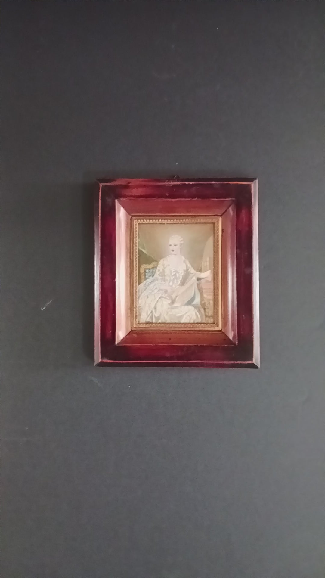 Antique Miniature Portrait of an 18th C. French Lady