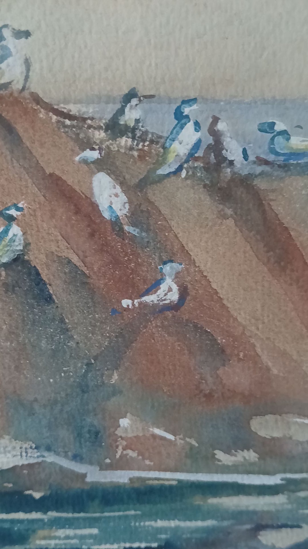 Vintage William Bradford Green Watercolor - Shorebirds - Listed Artist