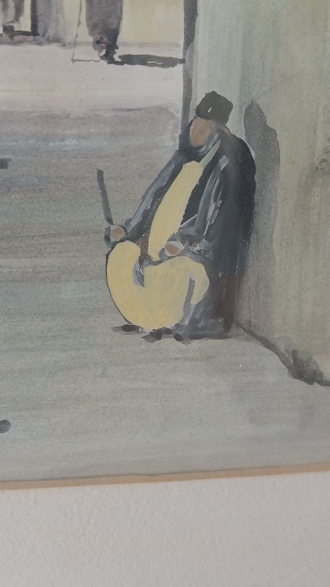 Jerusalem Alleyway 1966 Original Watercolor by Simon Rosen Noted Israeli Artist