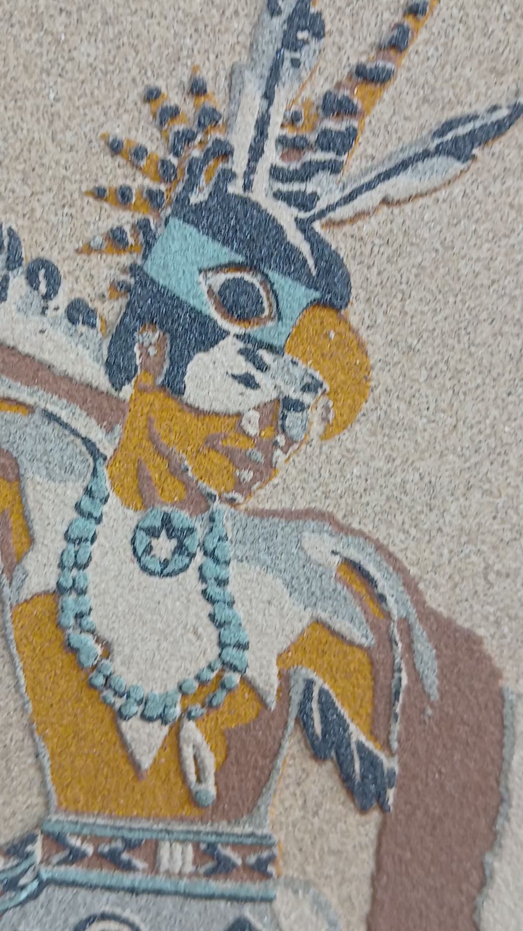 Vintage Navajo Sand Painting c. 1950s The Eagle Dance Ceremony