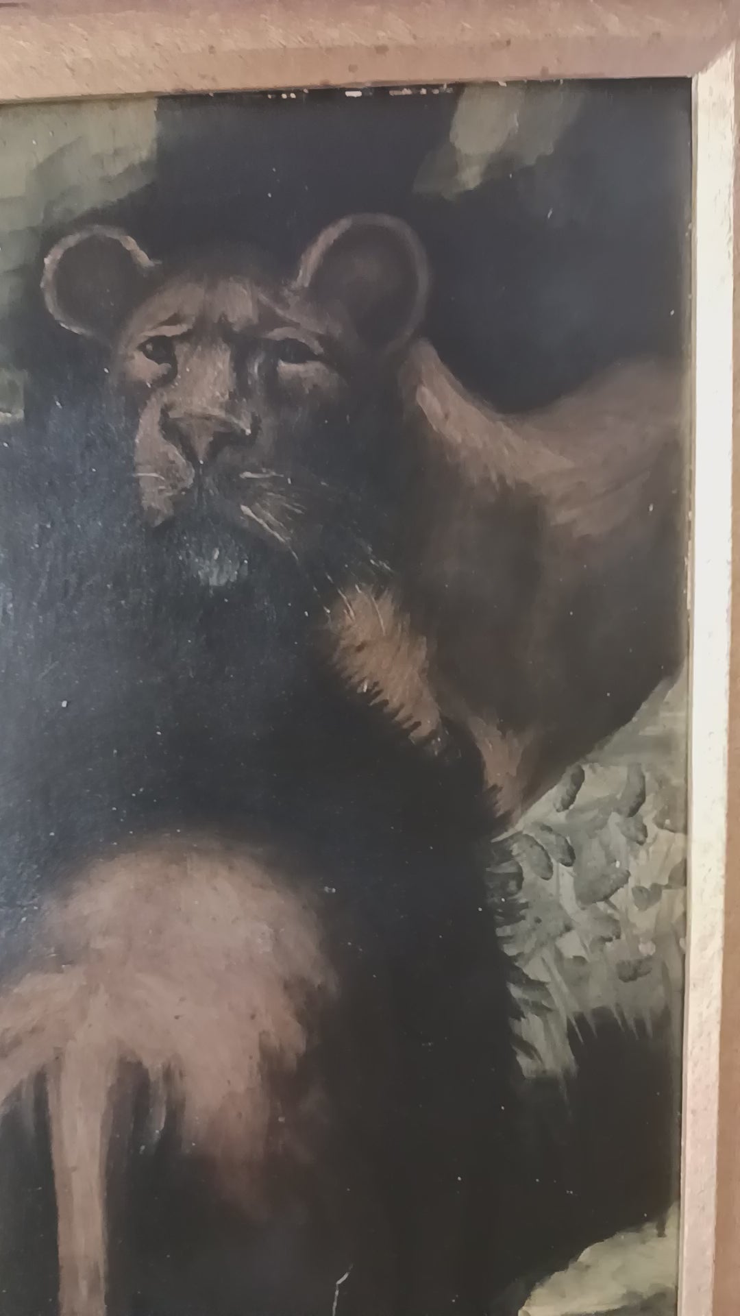 Desert Lions at Night - Early 19th C. French Oil on Board