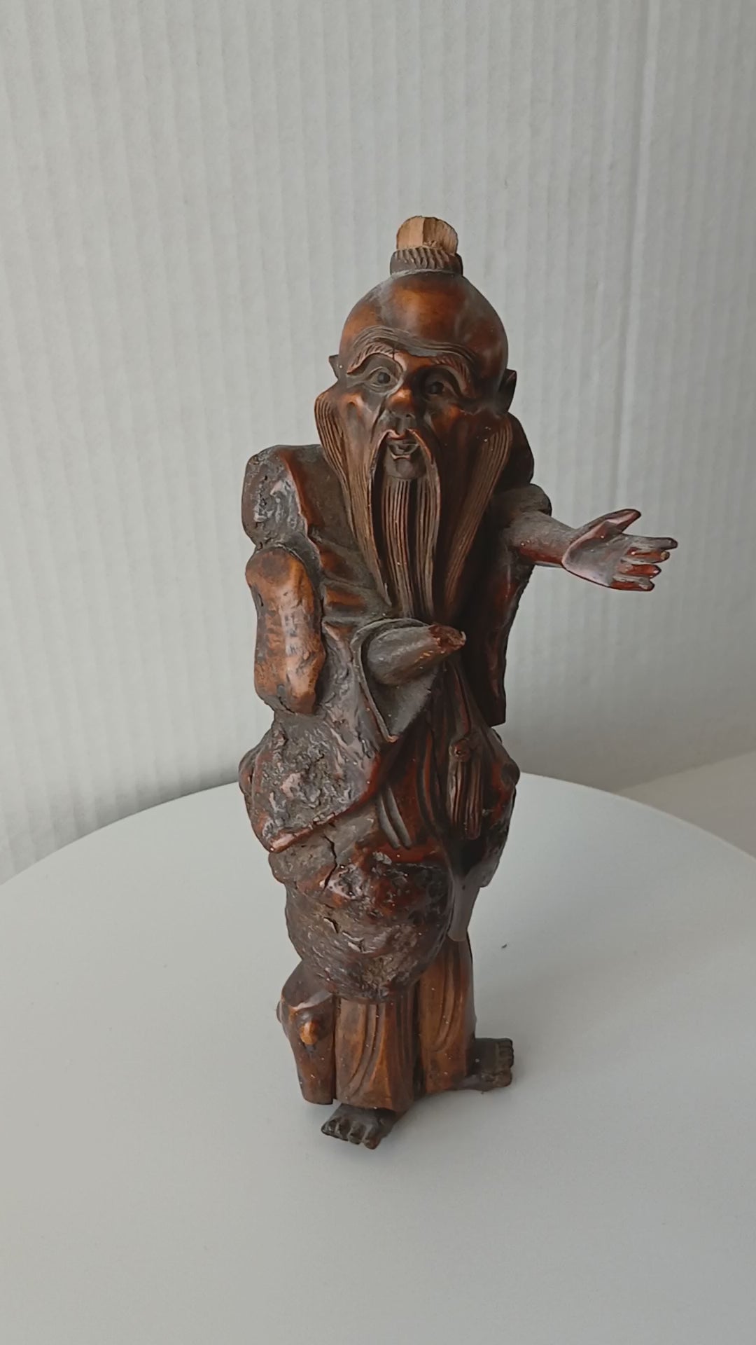 Antique Wood Carved Chinese Figure of an Old Man