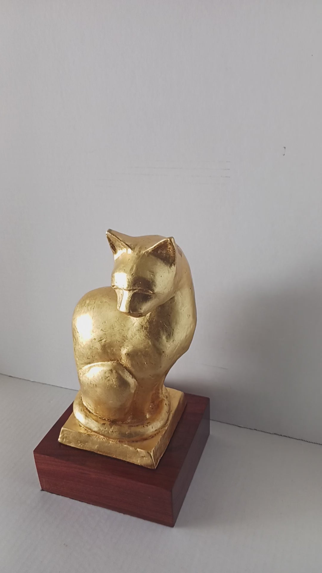 Golden Cat - Ceramic with Gold Leaf by Paul Rigby Stratford NJ Artist c. 2002